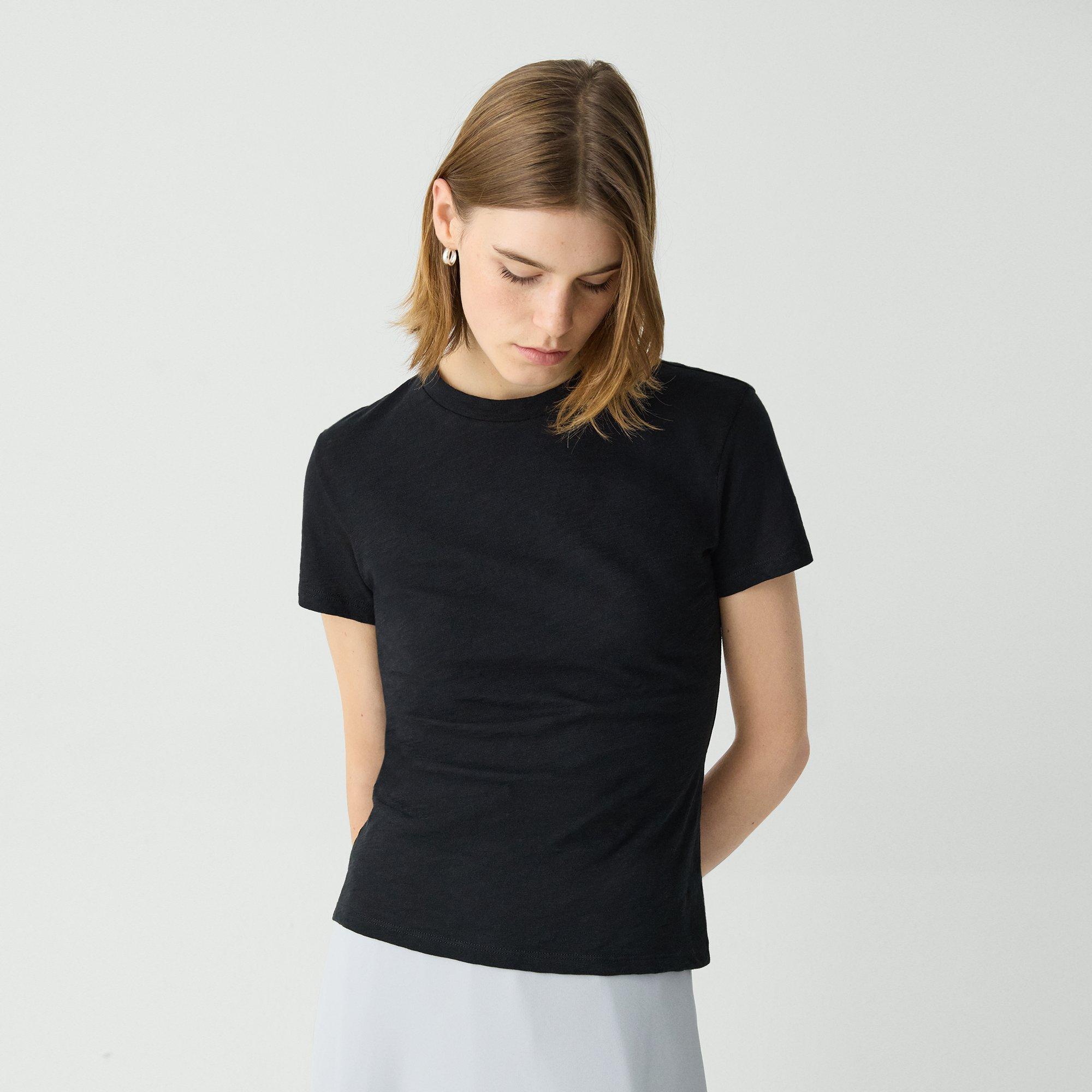 띠어리 반팔티 Theory Tiny Tee in Organic Slub Cotton,BLACK