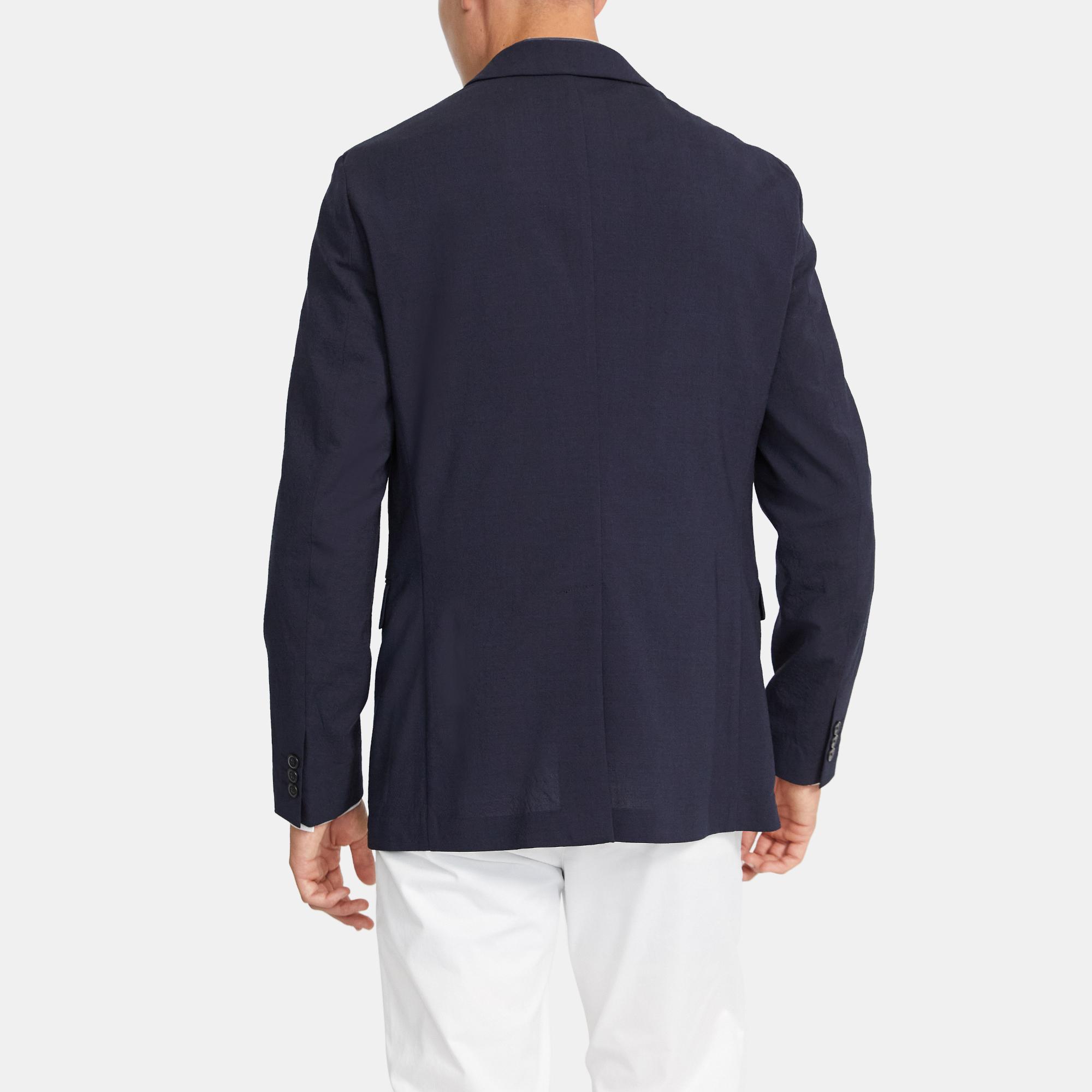 Unstructured Suit Jacket in Seersucker Stretch Wool