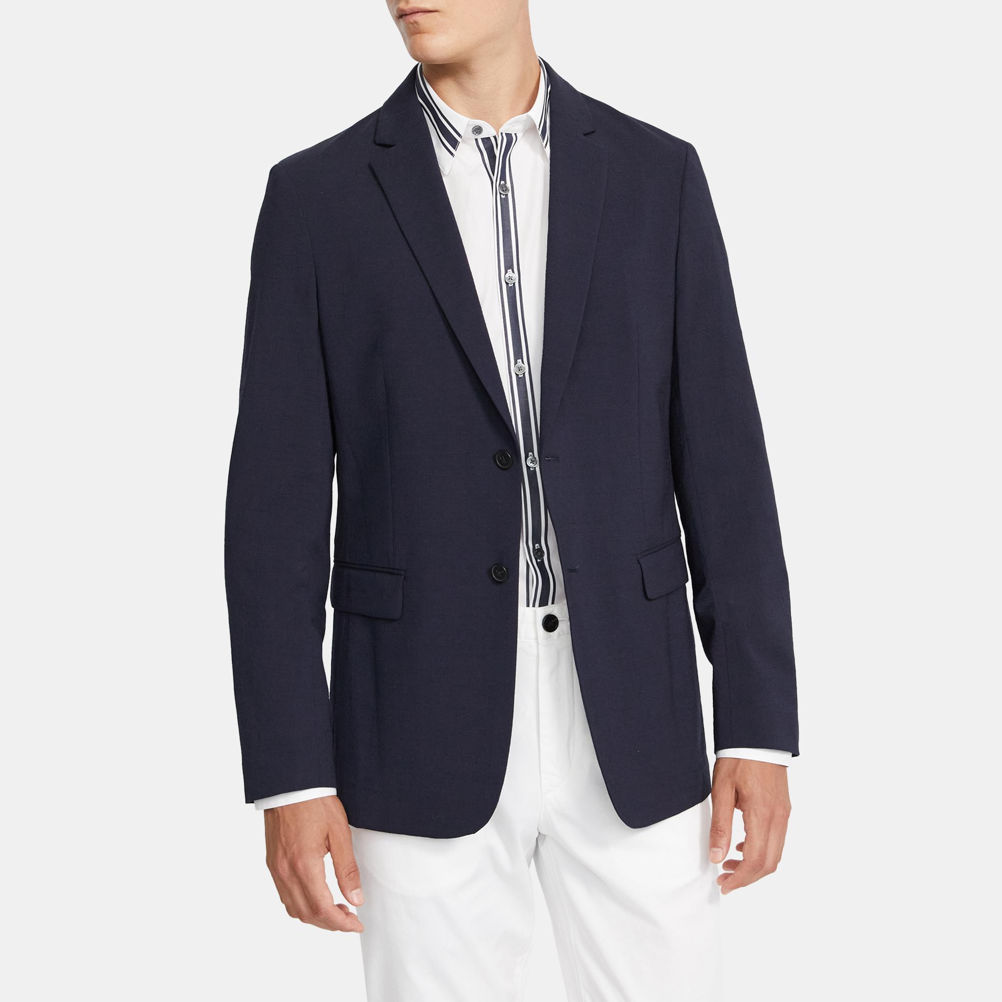 Unstructured Suit Jacket in Seersucker Stretch Wool