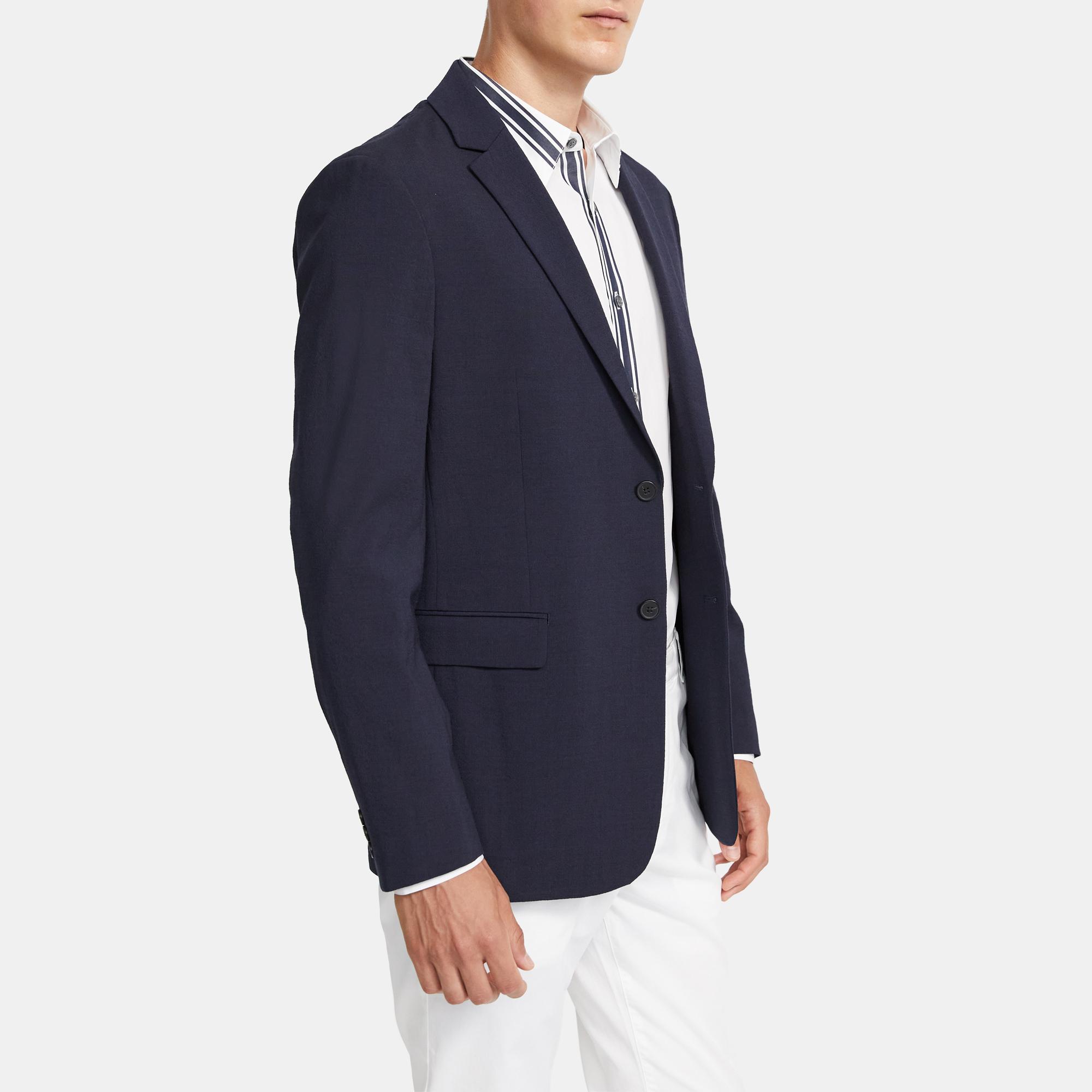 Unstructured Suit Jacket in Seersucker Stretch Wool