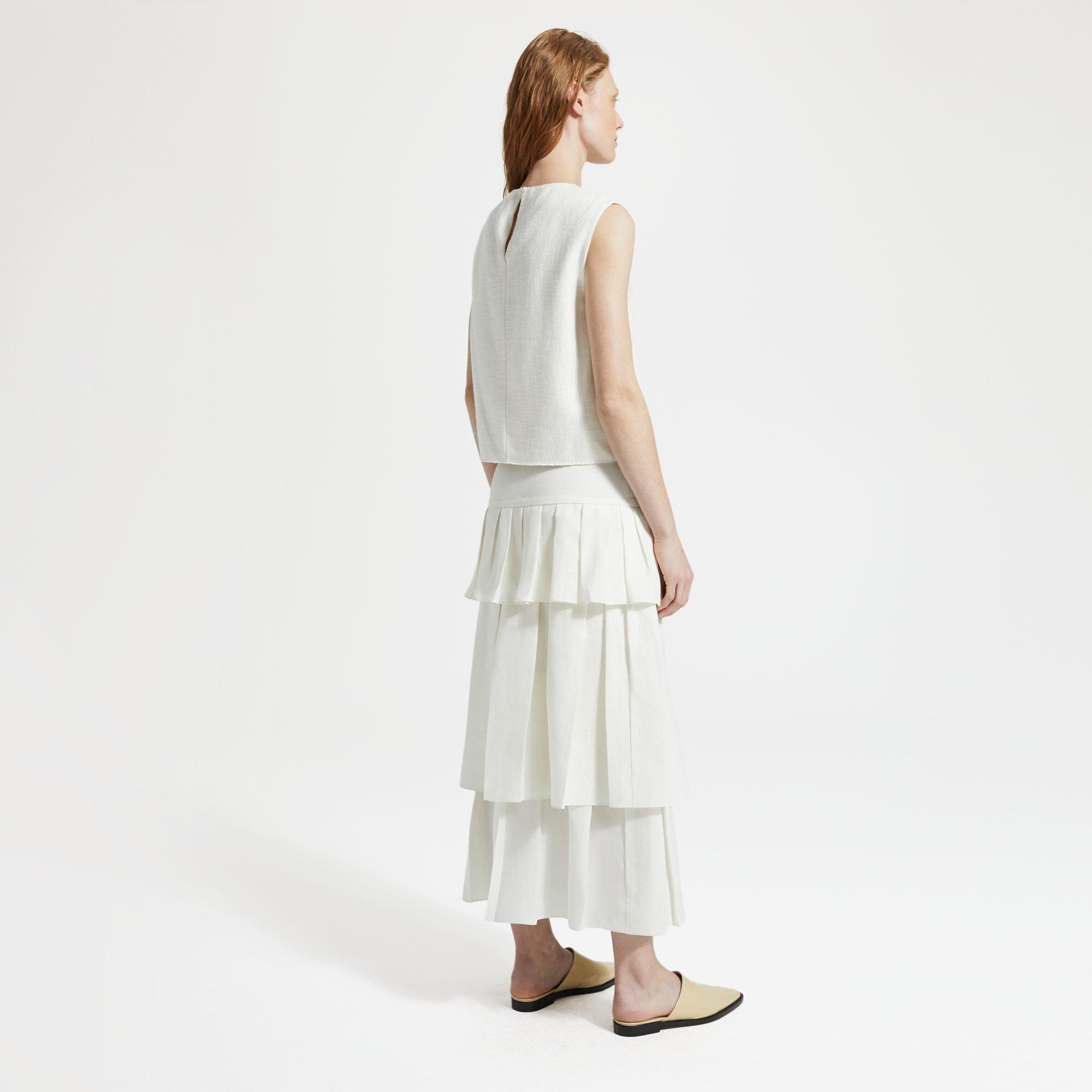 Pure Linen Tier Ruffle Skirt