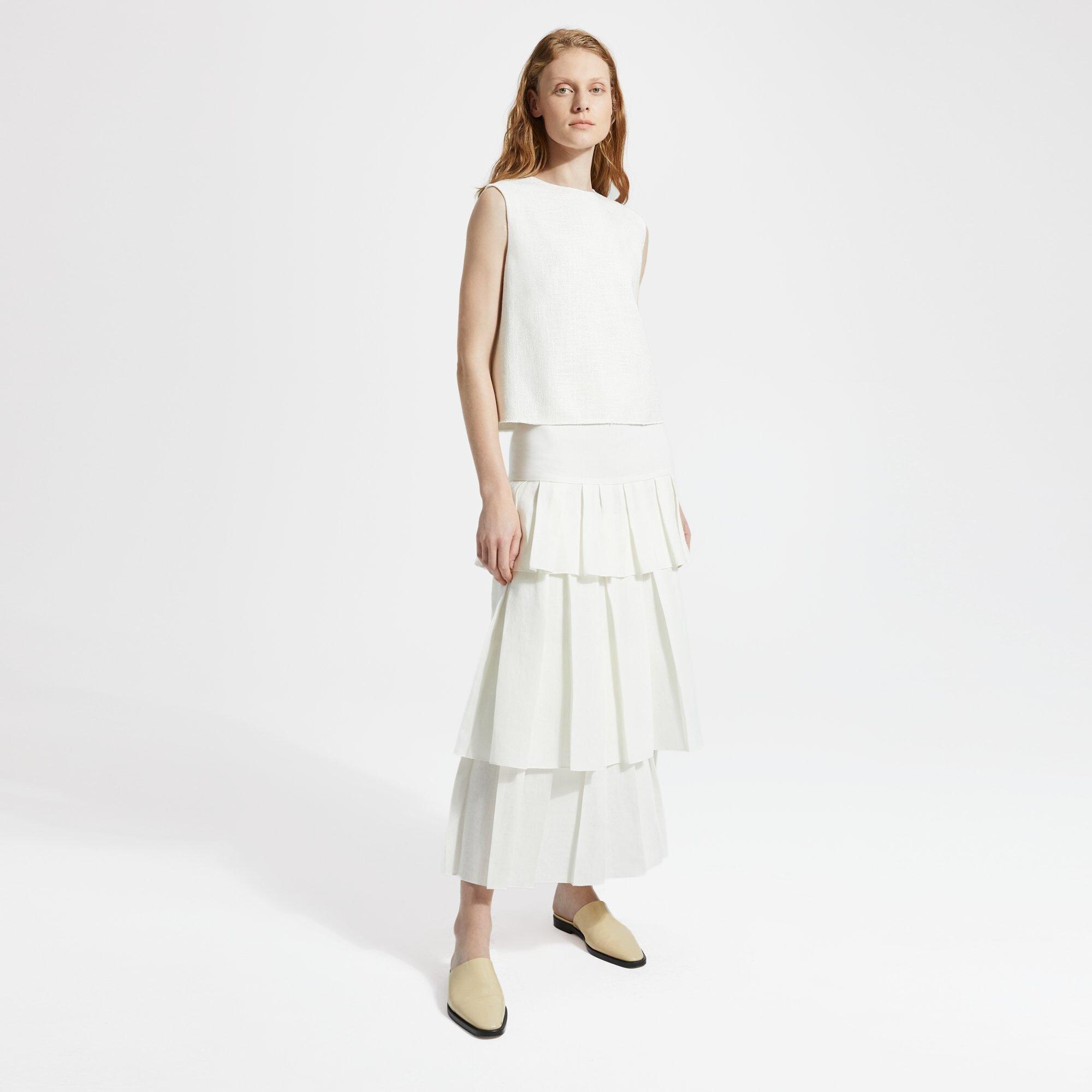 Pure Linen Tier Ruffle Skirt