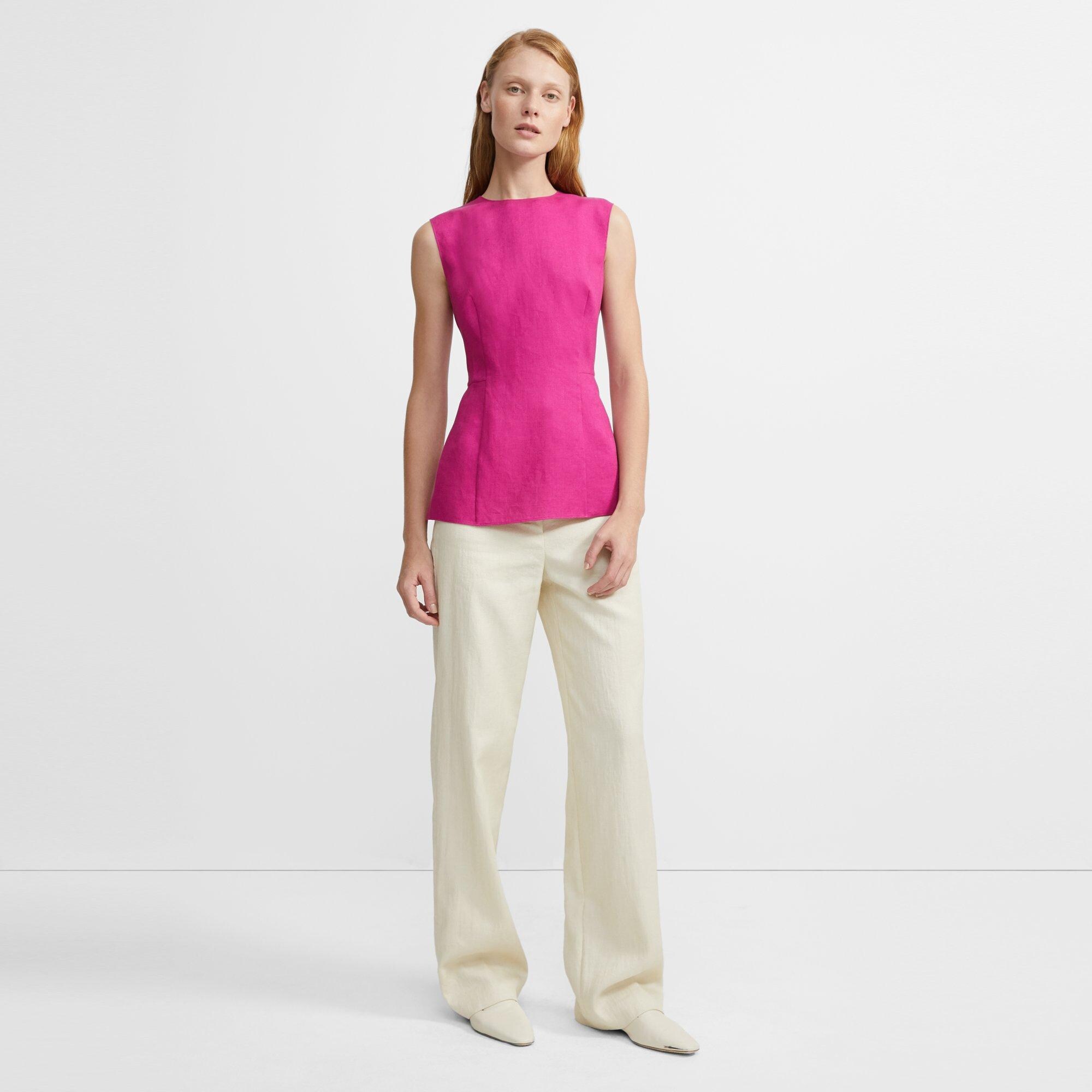 Paneled Top in Pure Linen