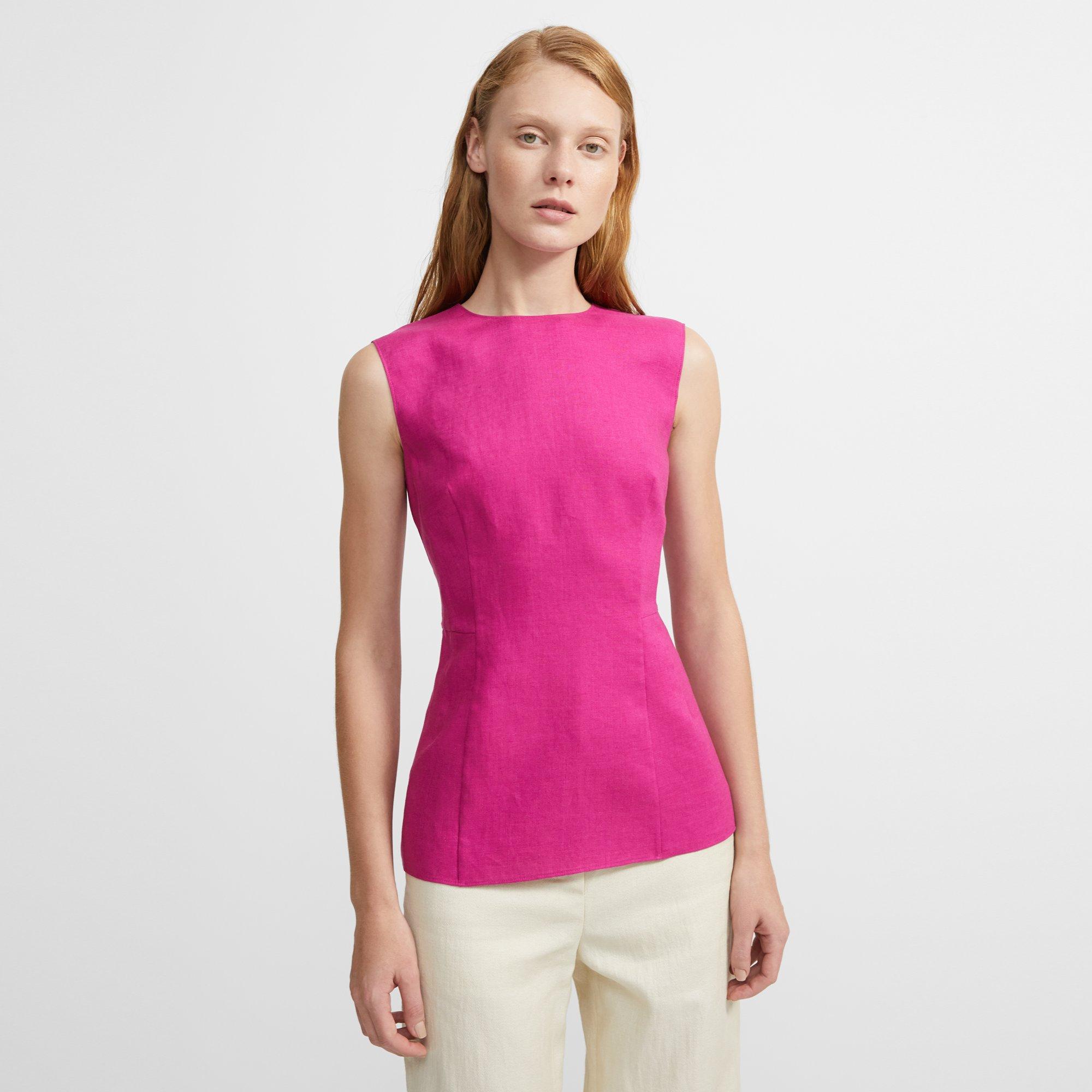 Paneled Top in Pure Linen