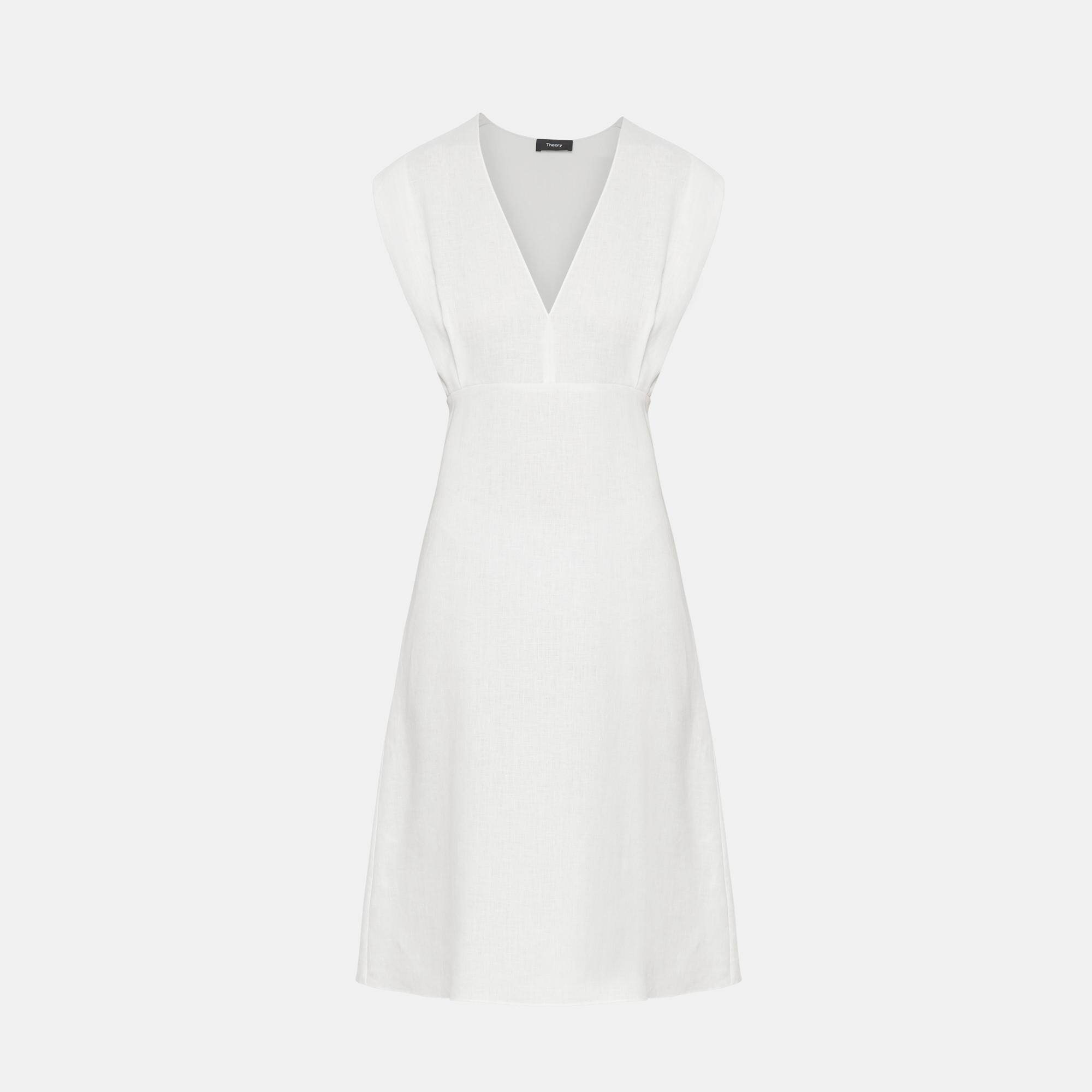 Deep V Easy Dress in Pure Linen