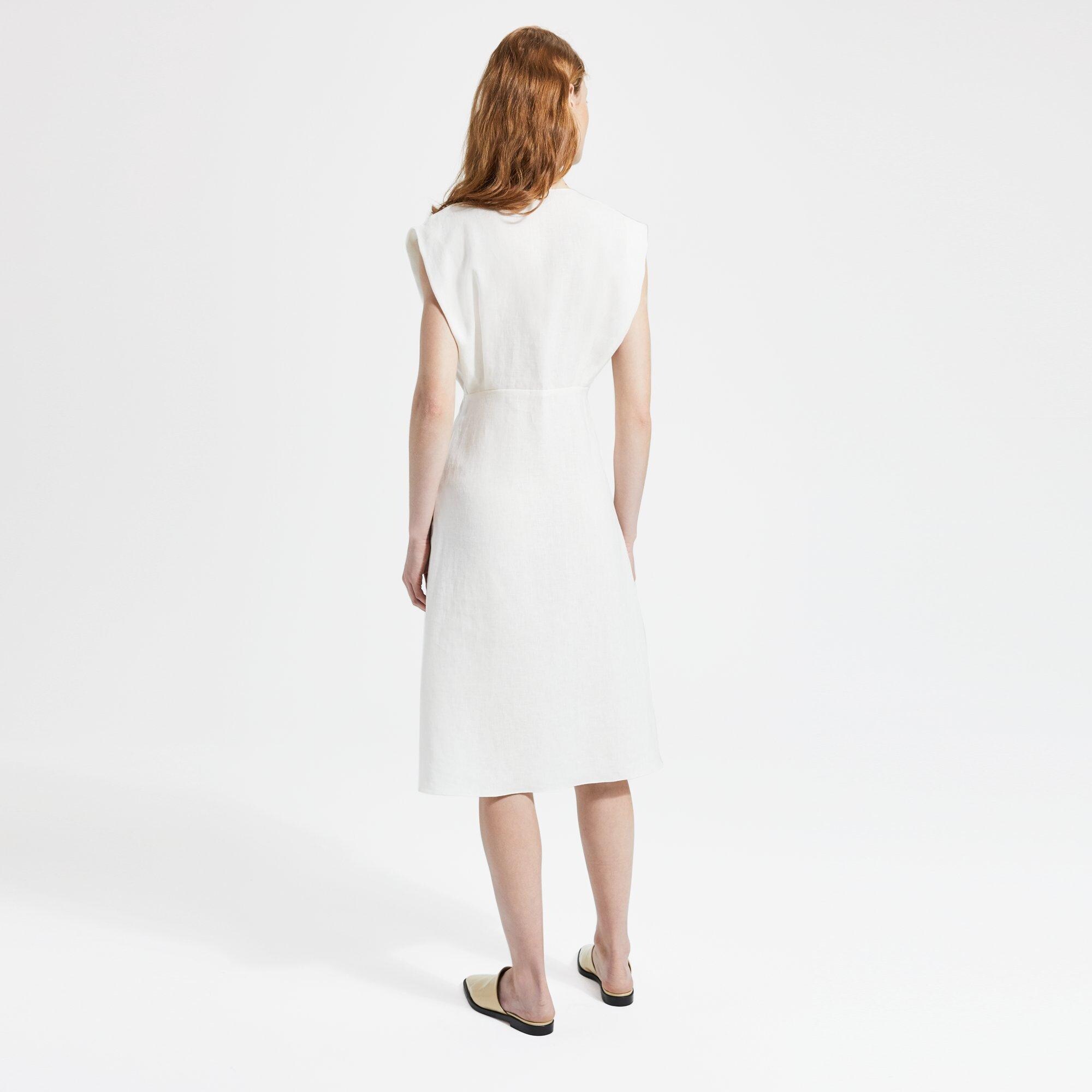 Deep V Easy Dress in Pure Linen