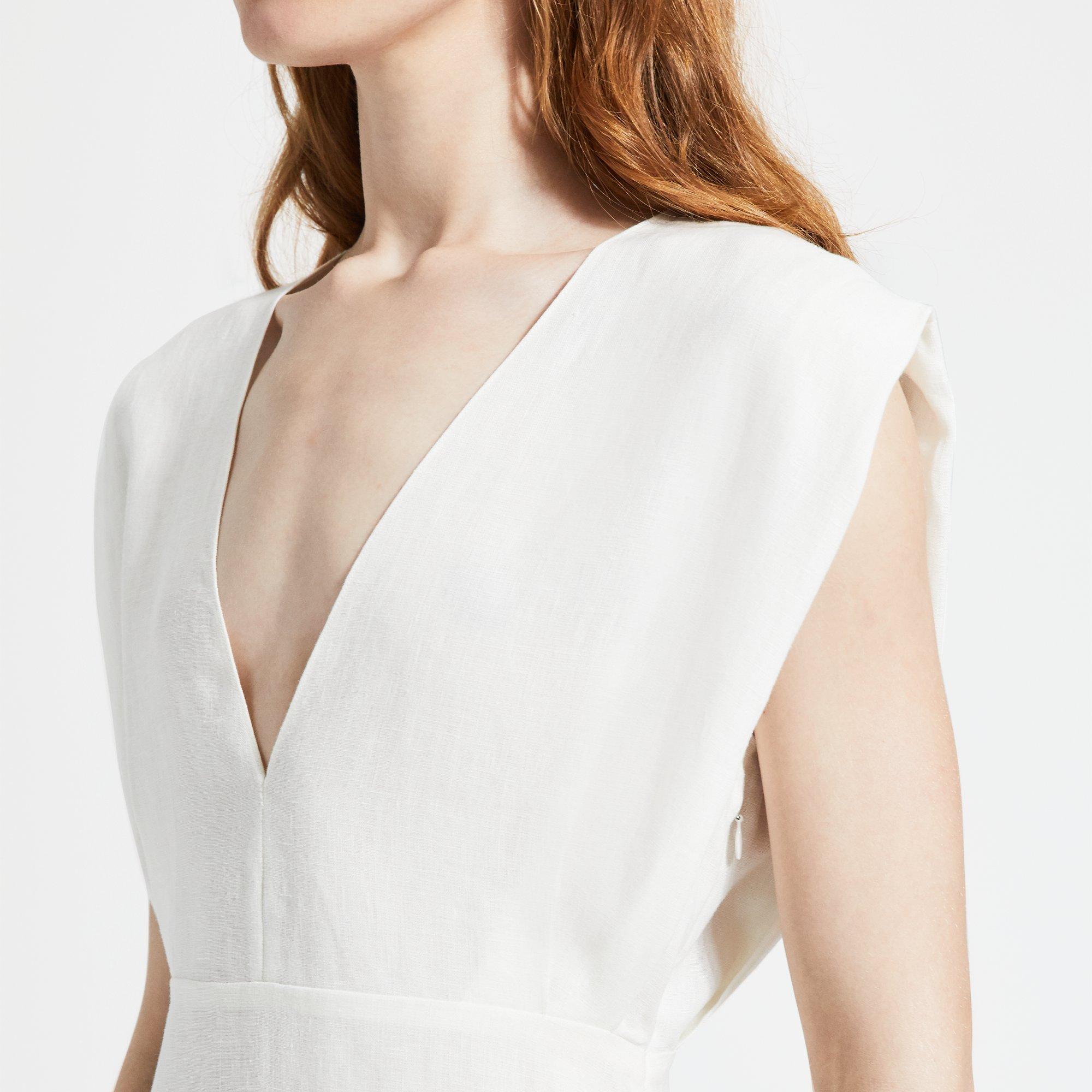 Deep V Easy Dress in Pure Linen