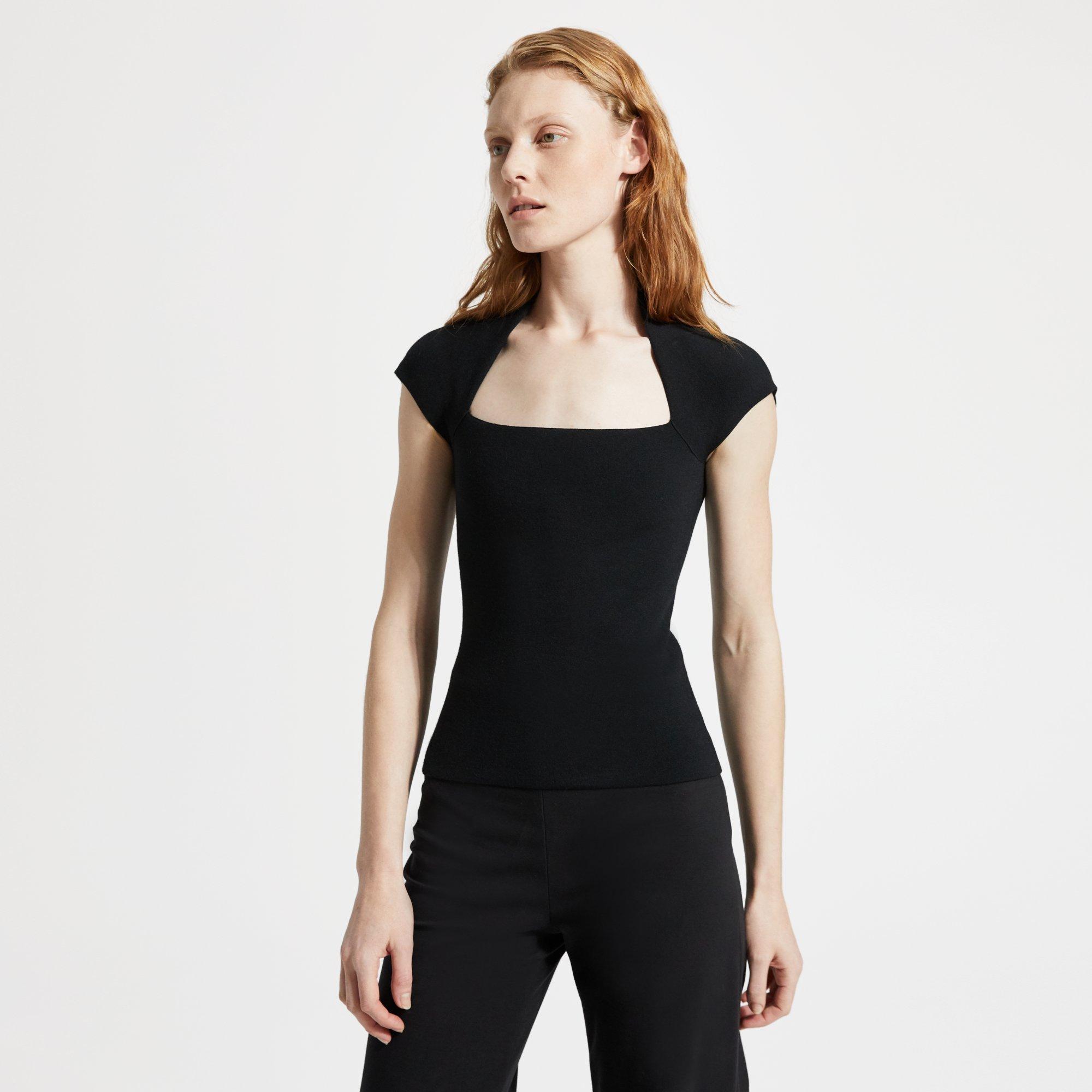 Merino Wool-Silk Knit Short-Sleeve Tee