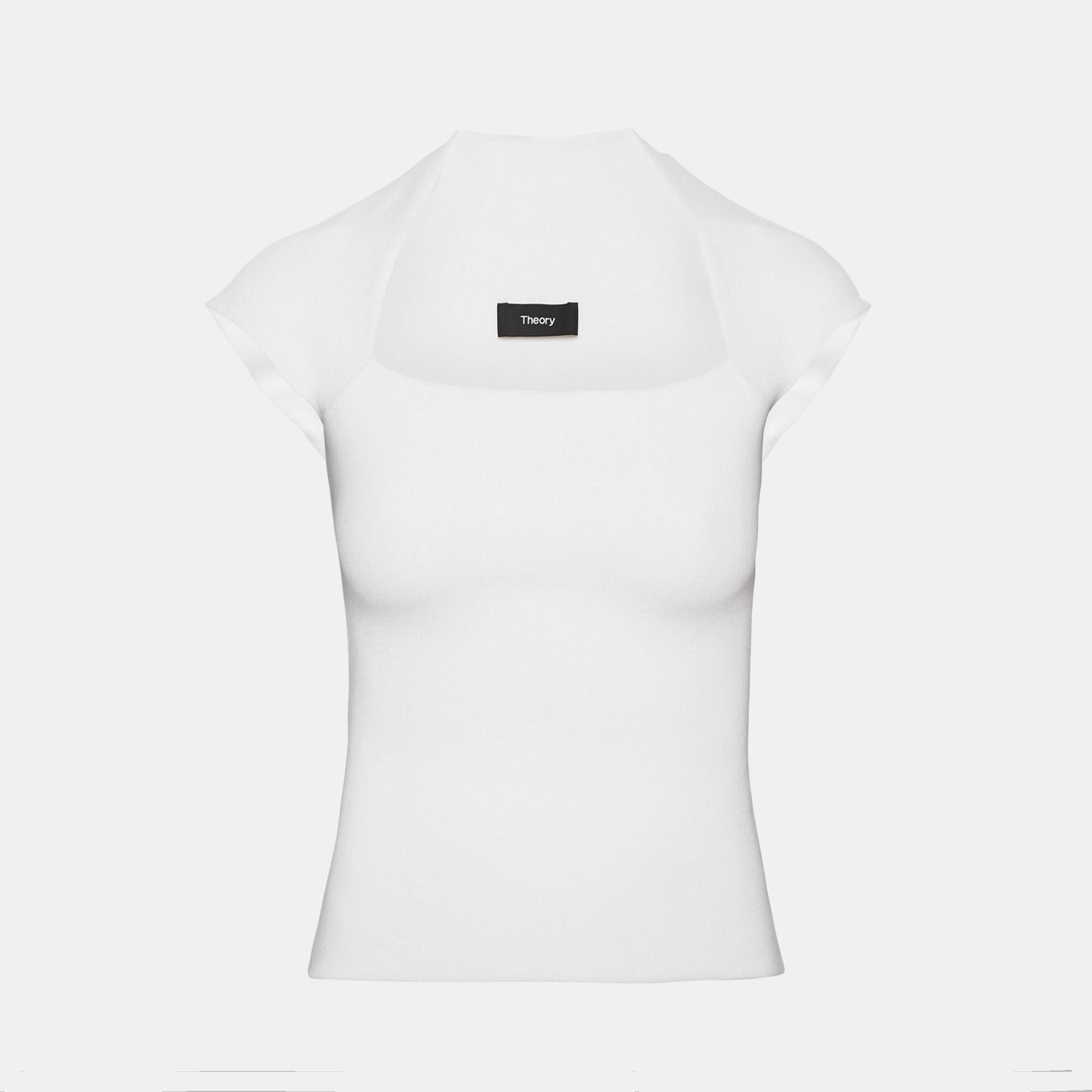 Merino Wool-Silk Knit Short-Sleeve Tee