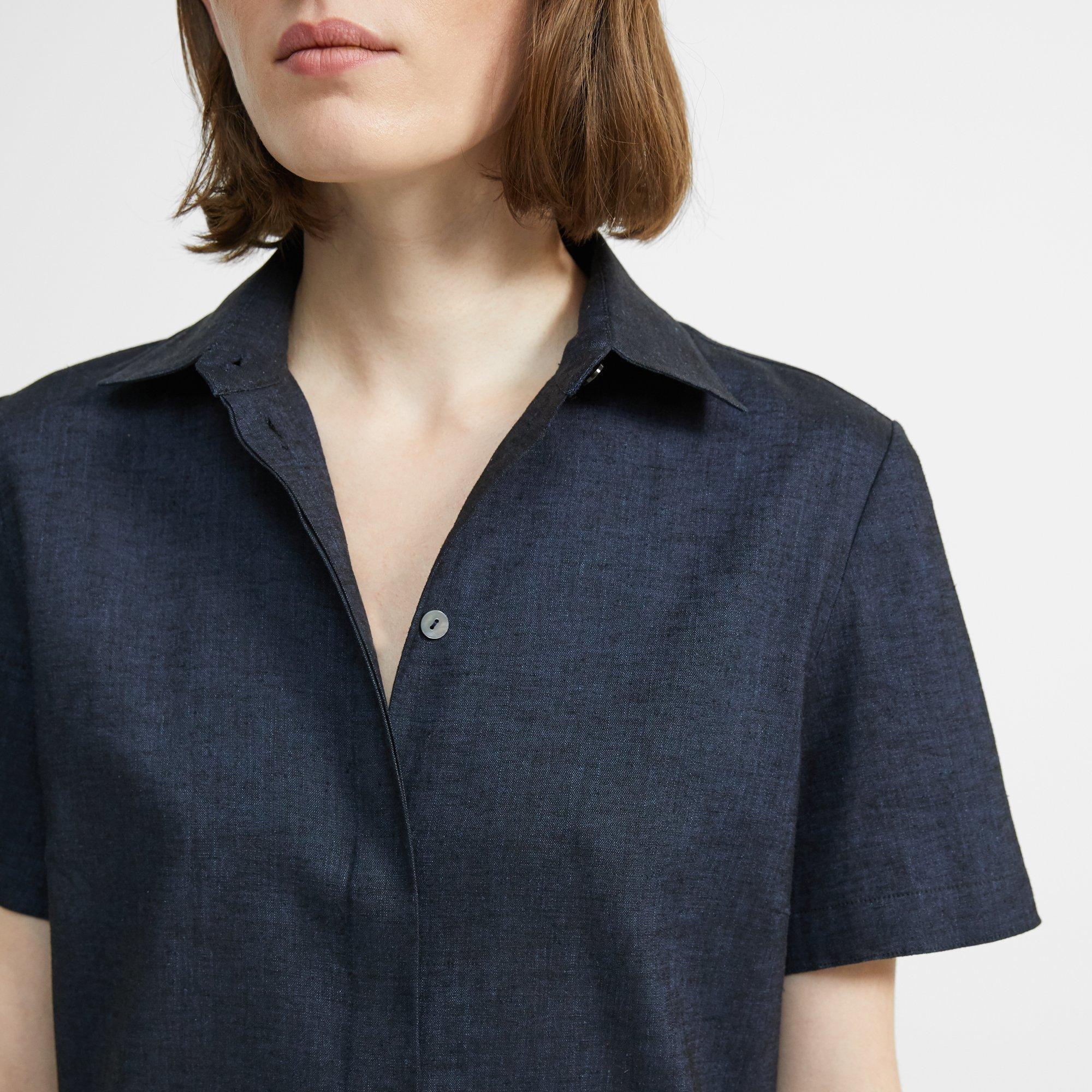 Button-Down Dress in Textured Good Linen