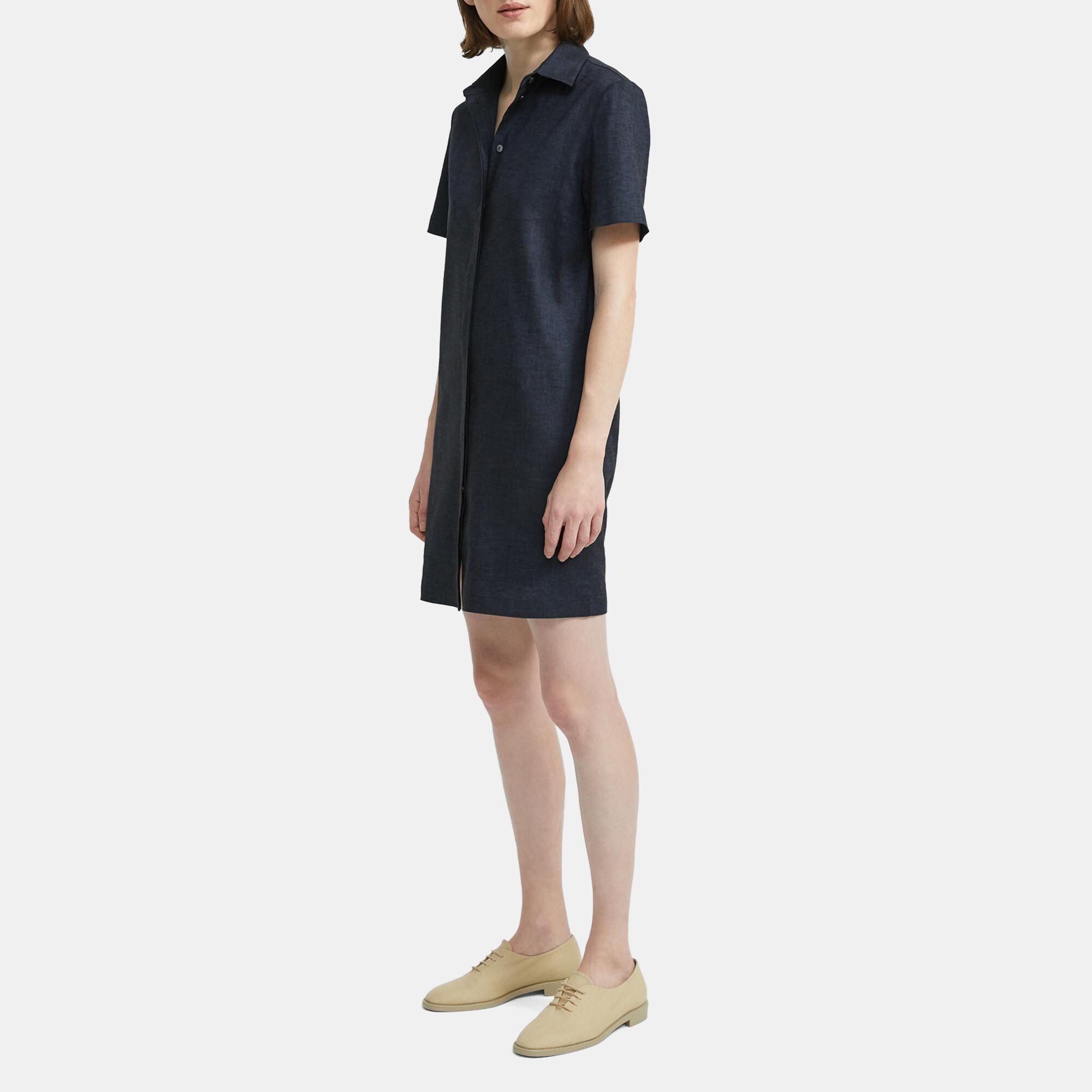 Button-Down Dress in Textured Good Linen