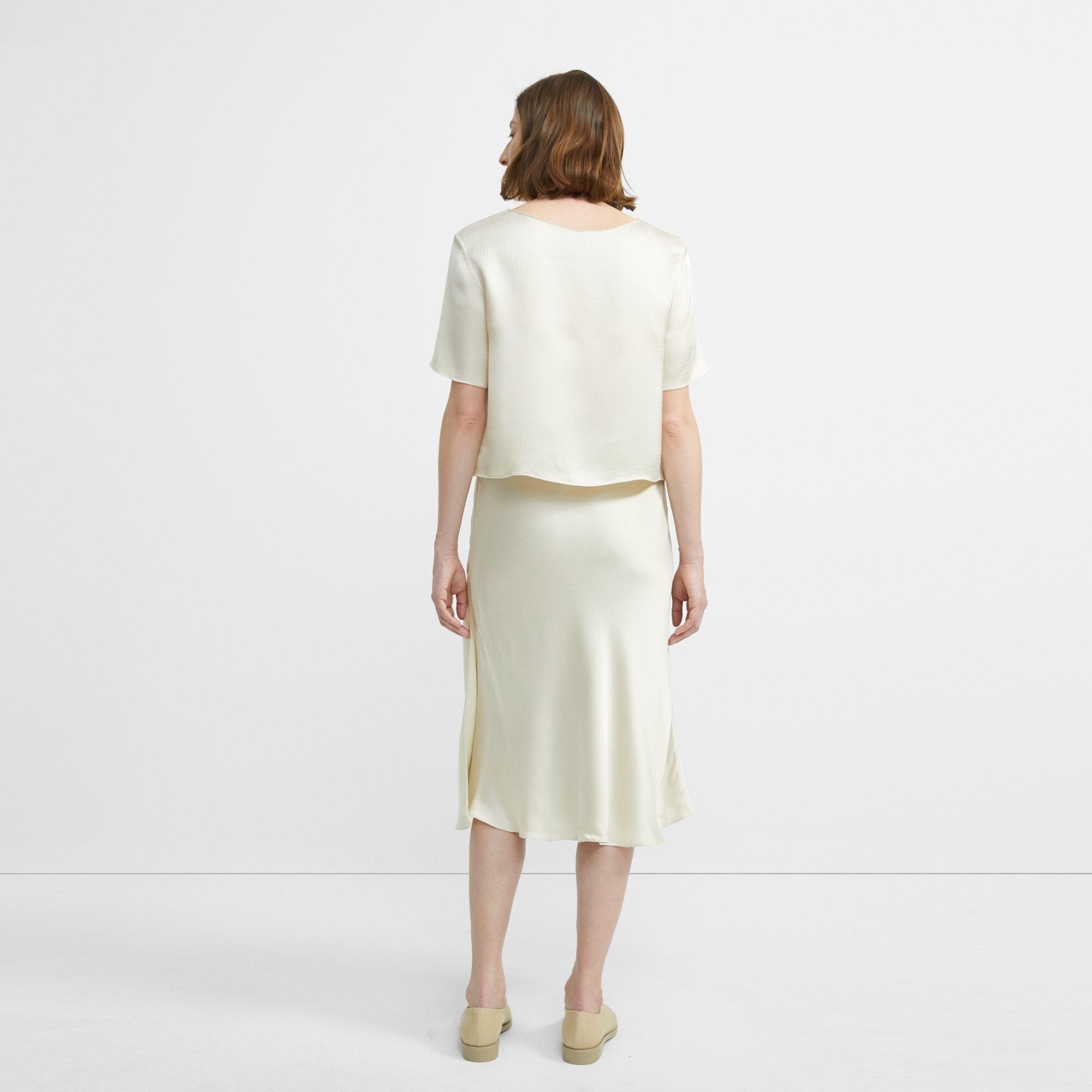 Hammered Viscose Faux Wrap Skirt