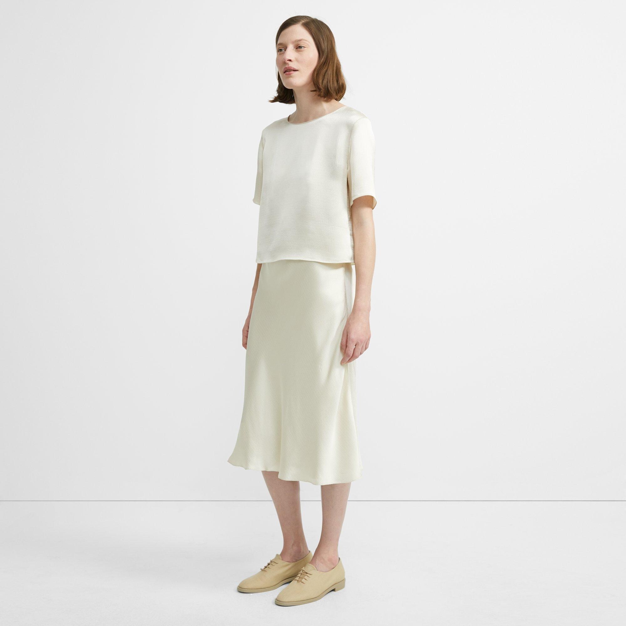 Hammered Viscose Faux Wrap Skirt