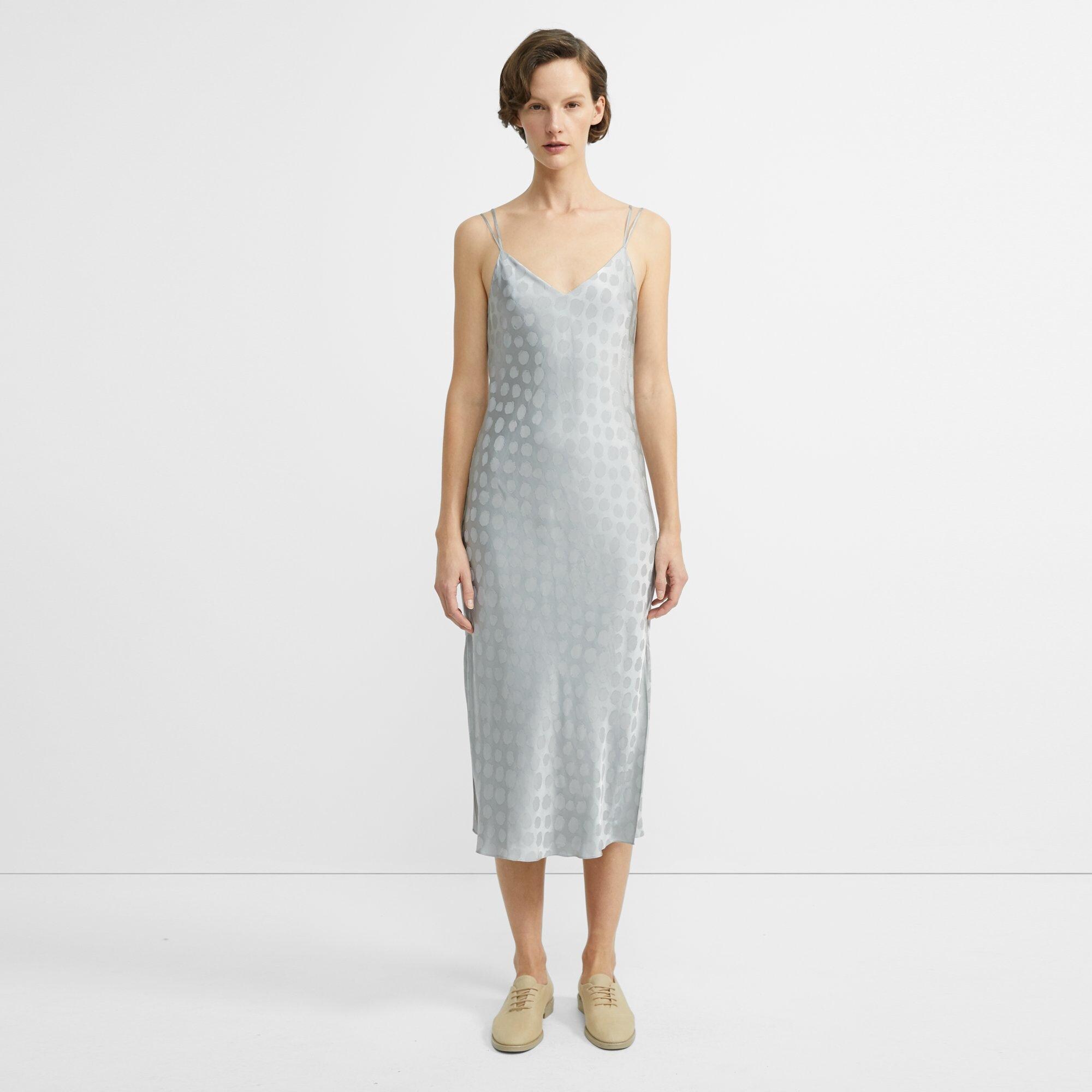 Brushed Dot Jacquard Double-Strap Dress