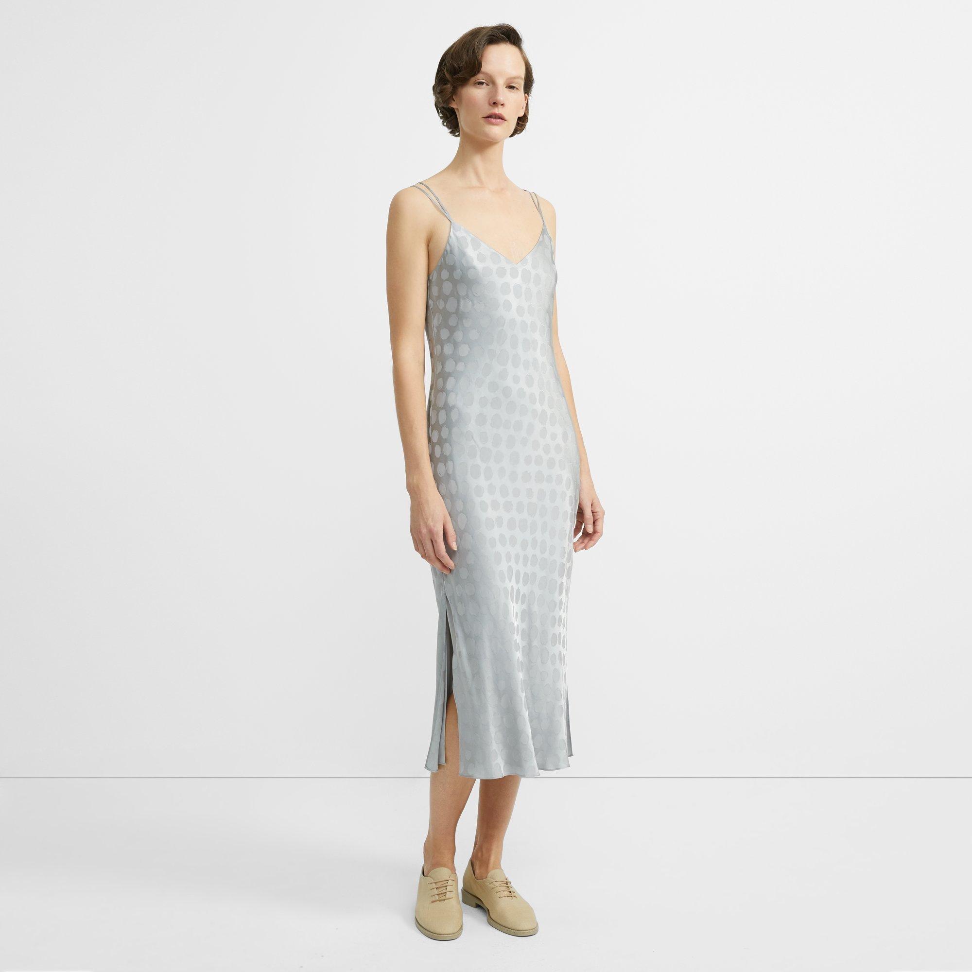 Brushed Dot Jacquard Double-Strap Dress