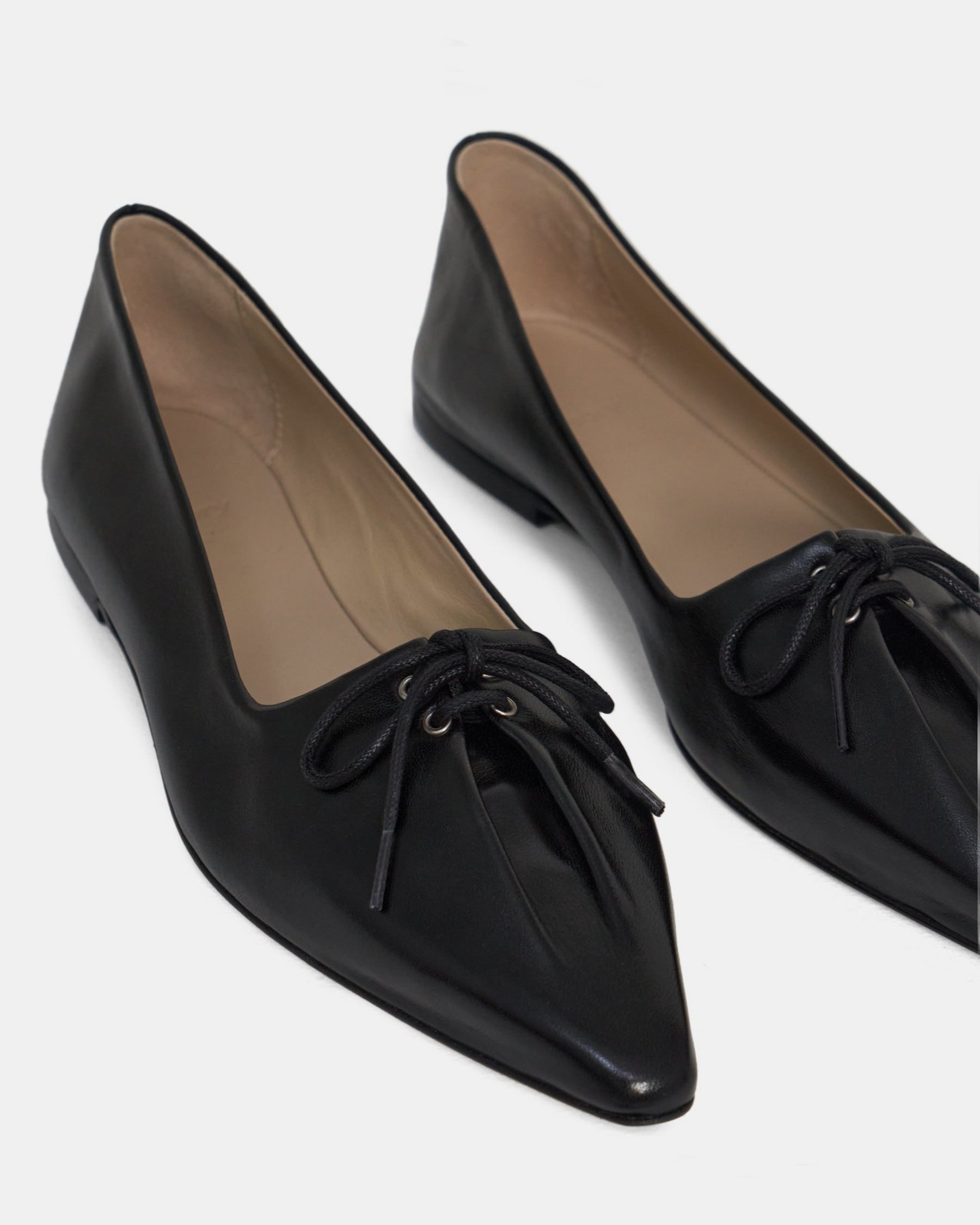 Pleated Ballet Flat in Leather