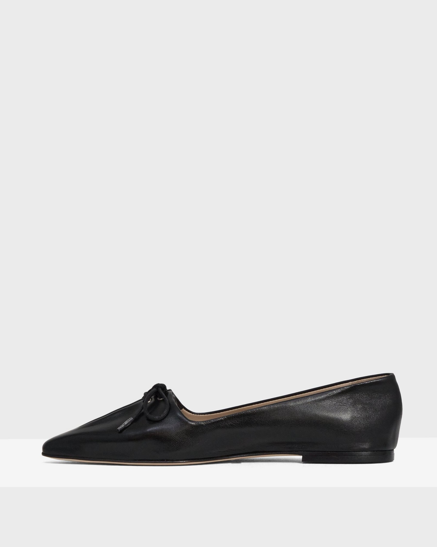 Pleated Ballet Flat in Leather
