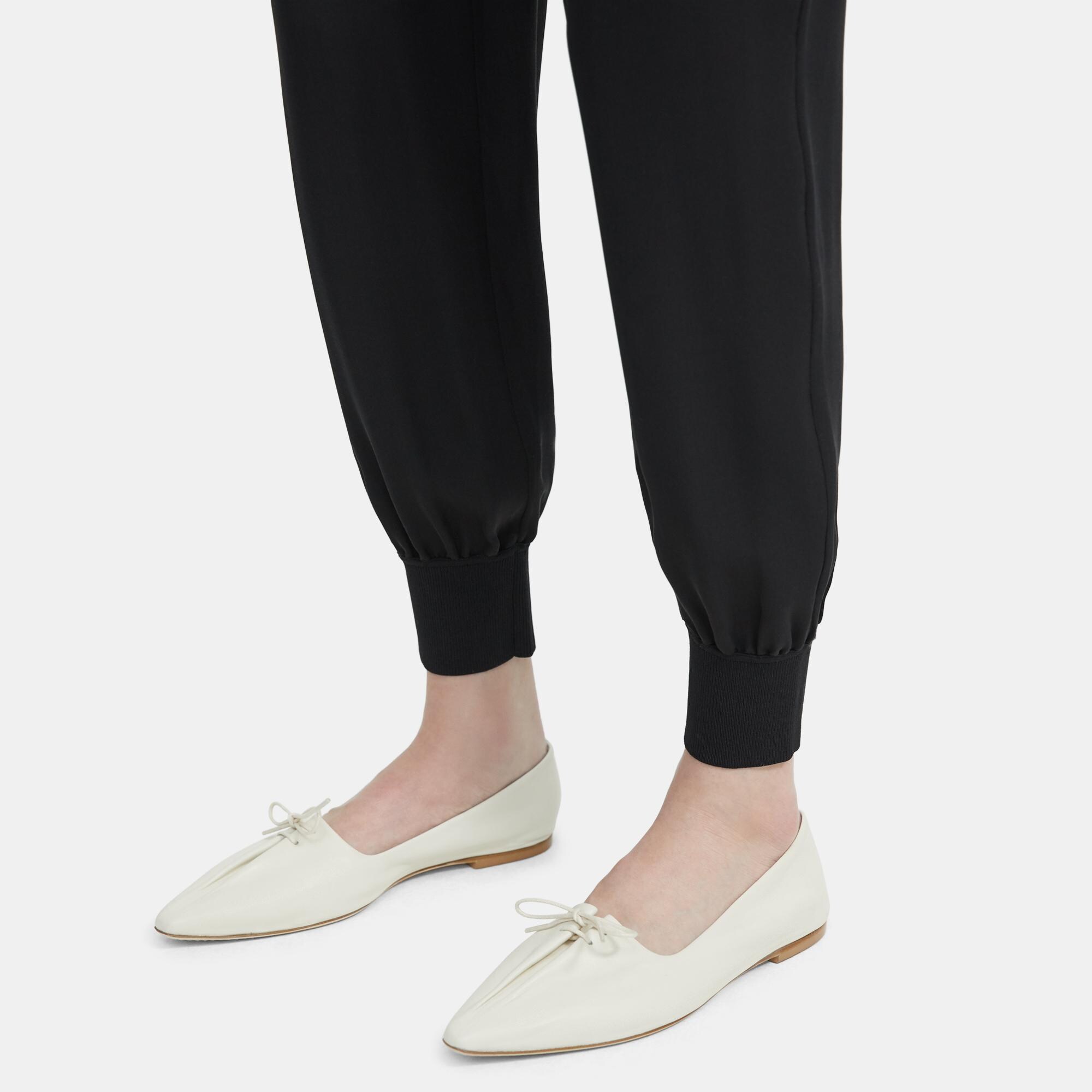 Pleated Ballet Flat in Leather