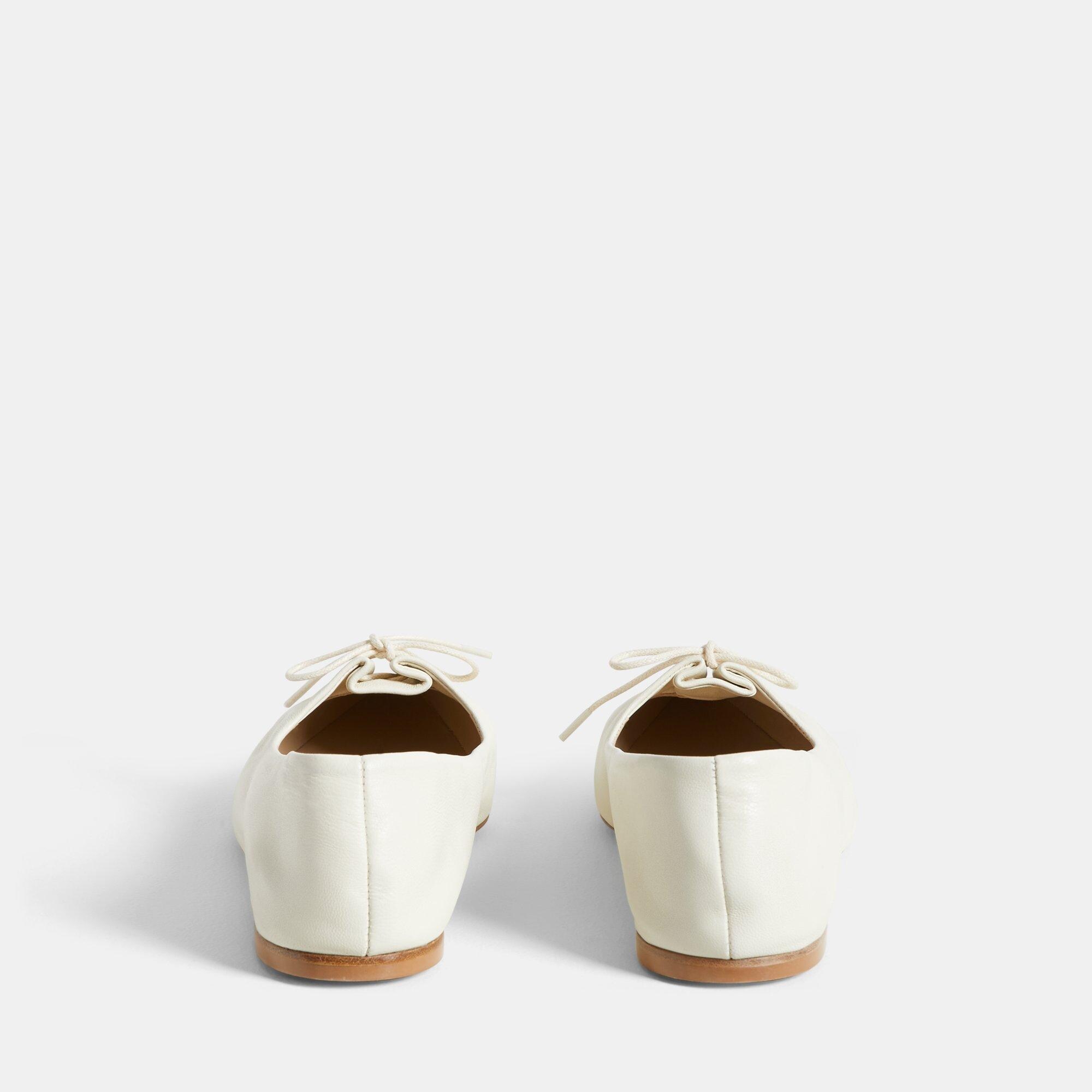 Pleated Ballet Flat in Leather