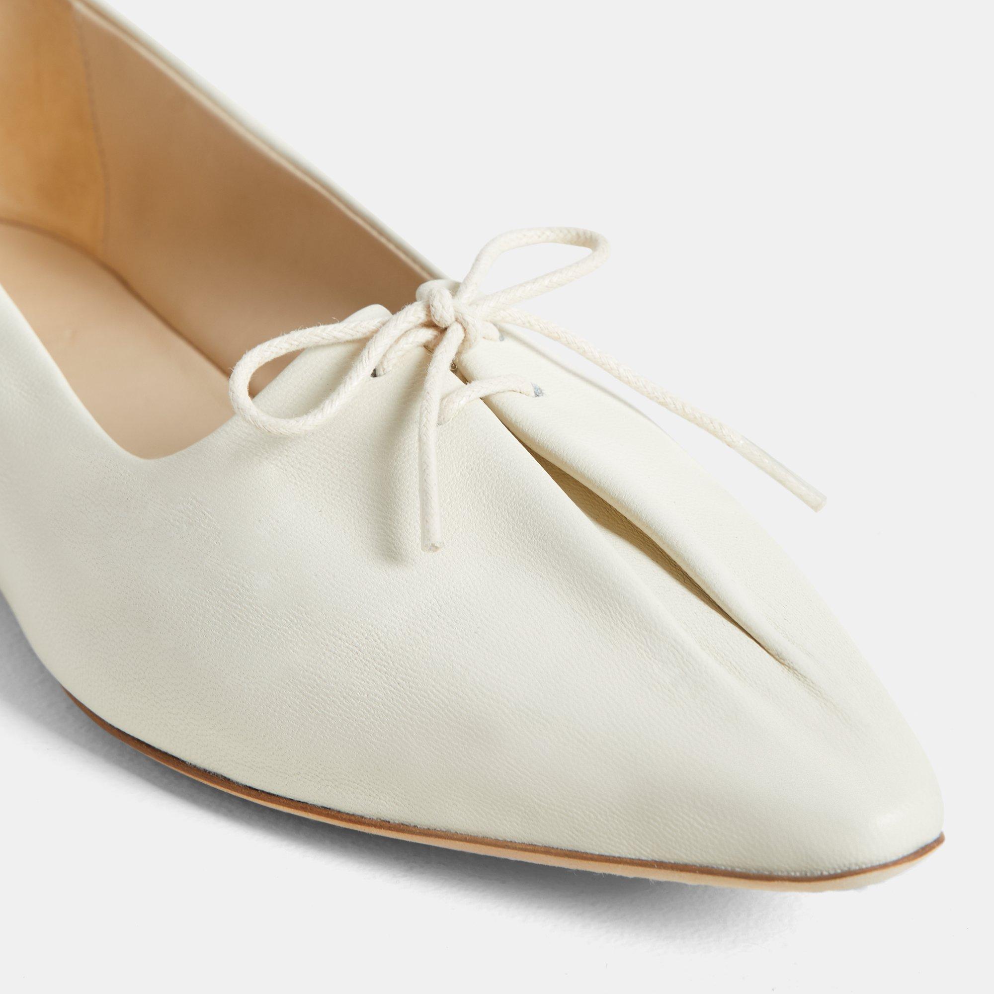Pleated Ballet Flat in Leather