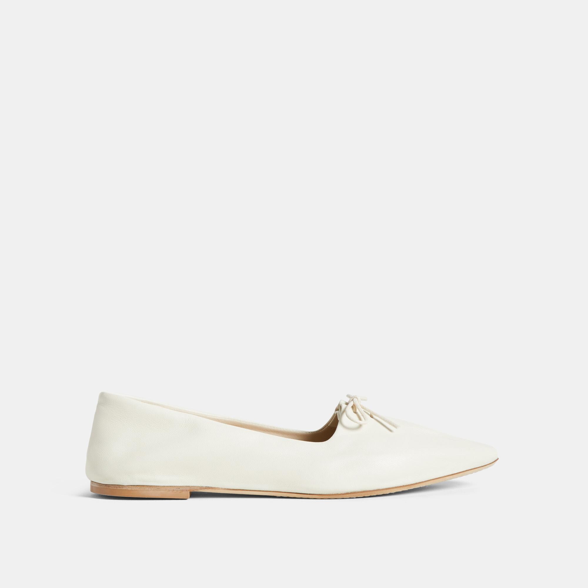 Pleated Ballet Flat in Leather