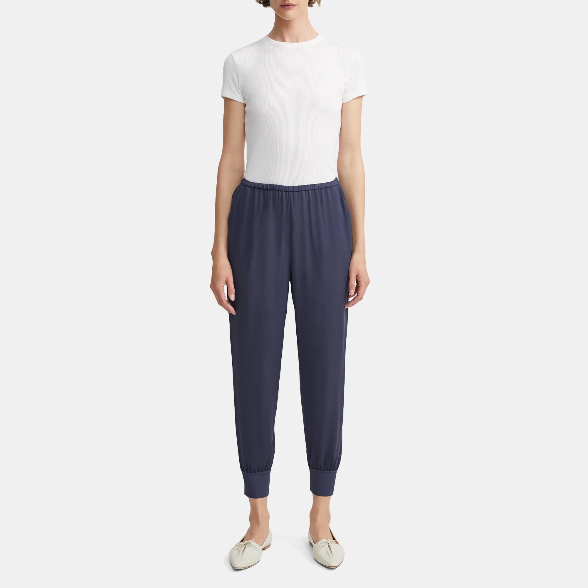 Ribbed Cuff Jogger in Silk