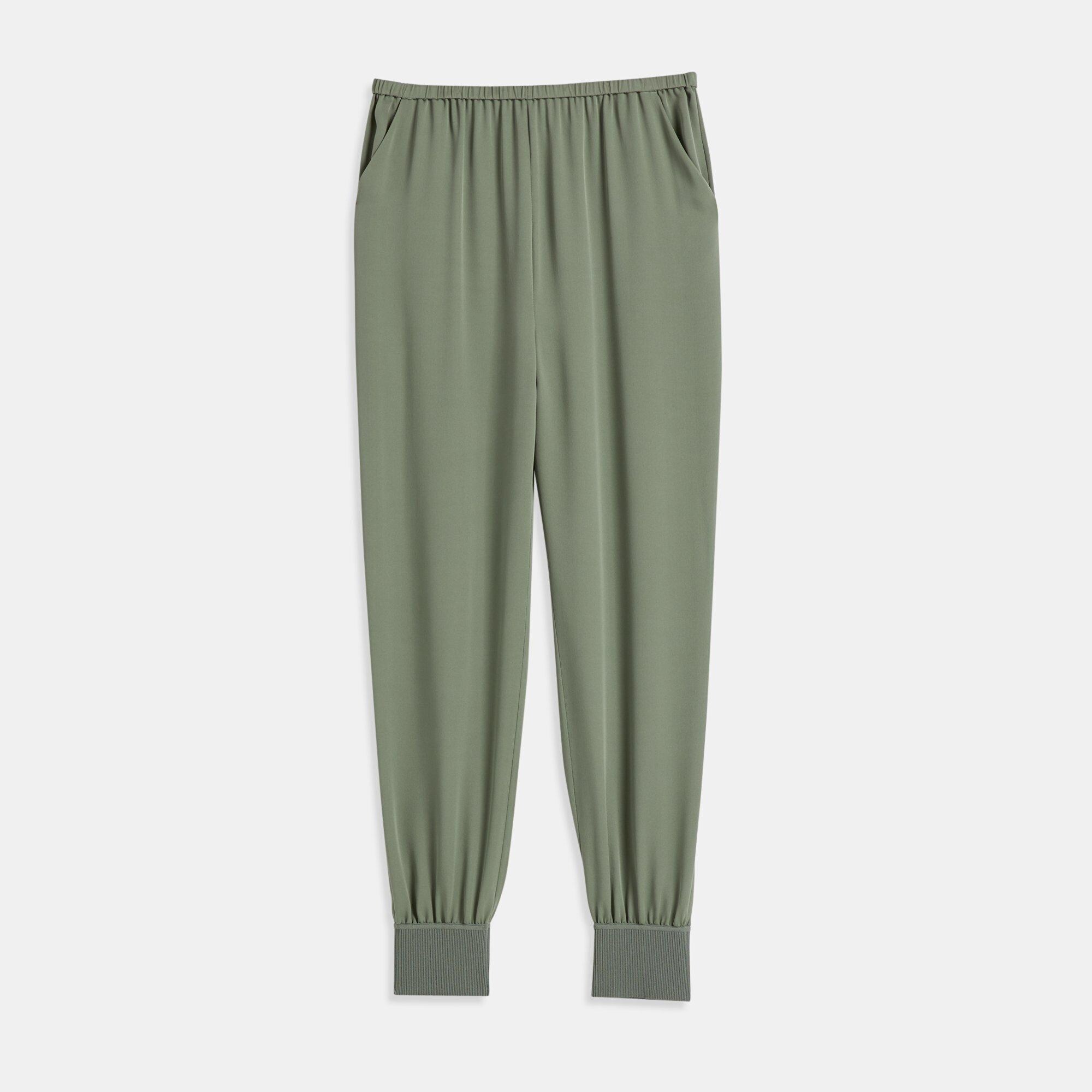 Theory Official Site Ribbed Cuff Jogger in Silk