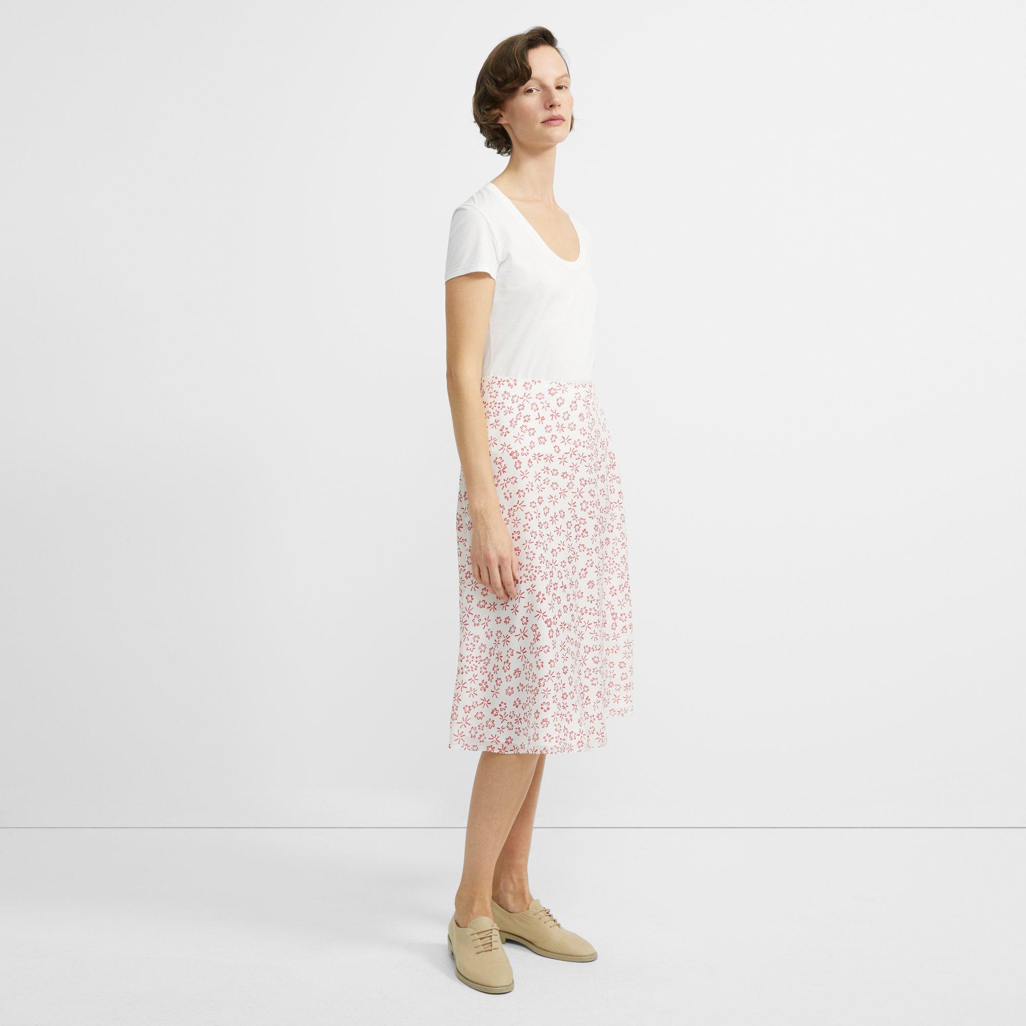Flower-Print Volume Skirt