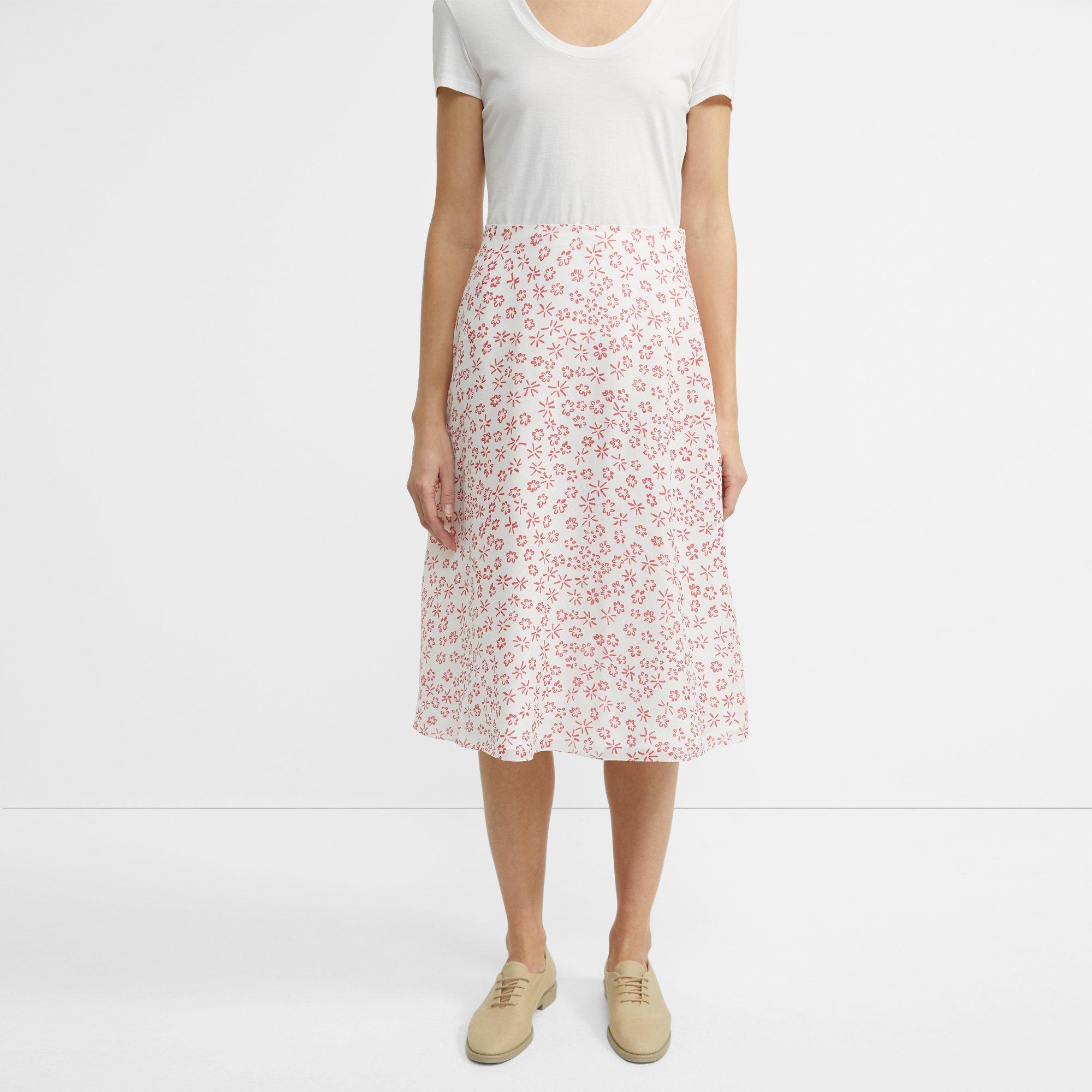 Flower-Print Volume Skirt