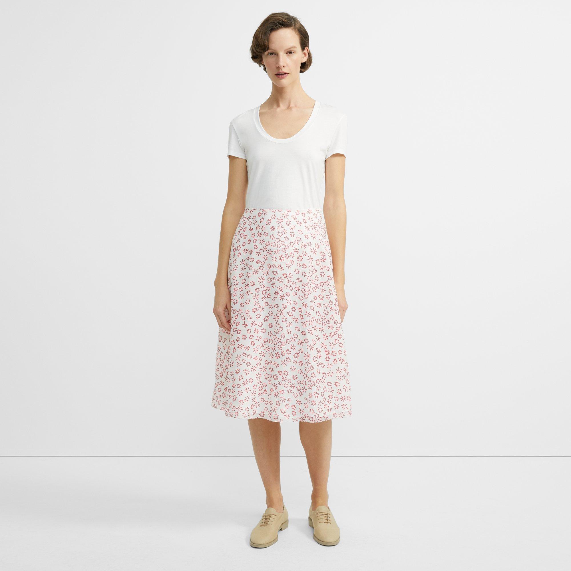 Flower-Print Volume Skirt