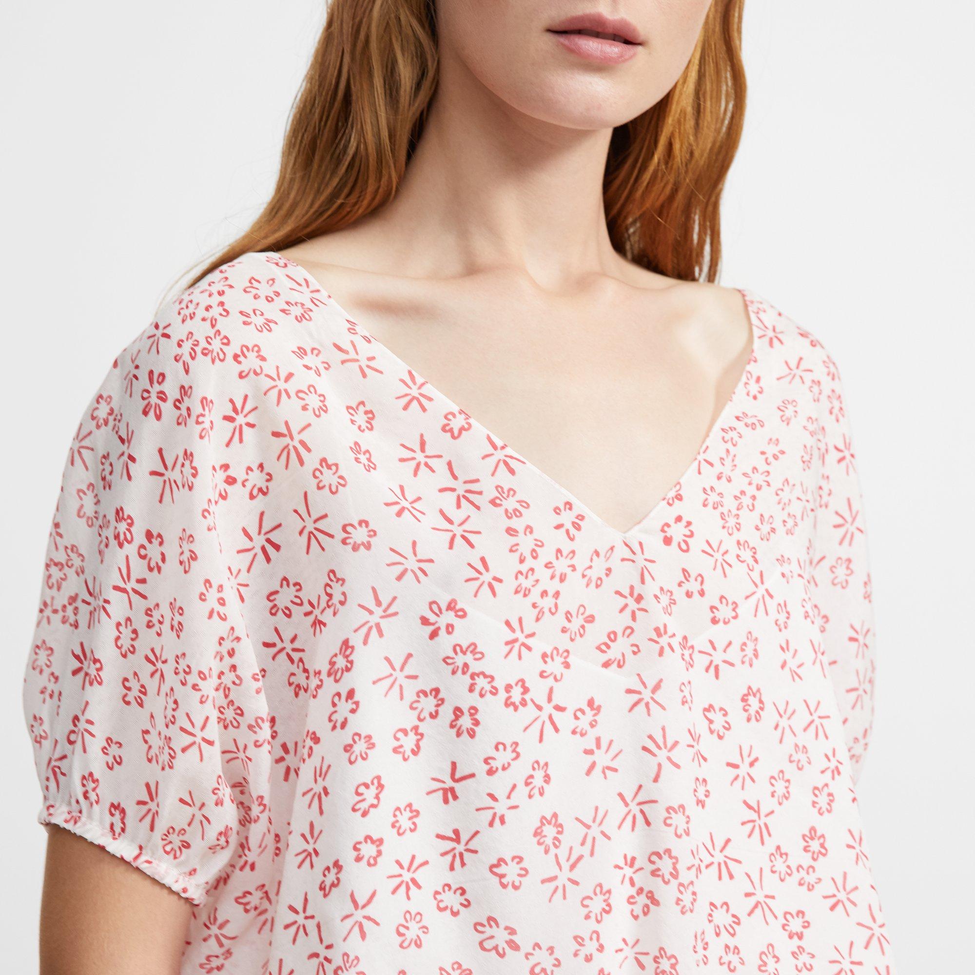 Flower-Print Balloon Top
