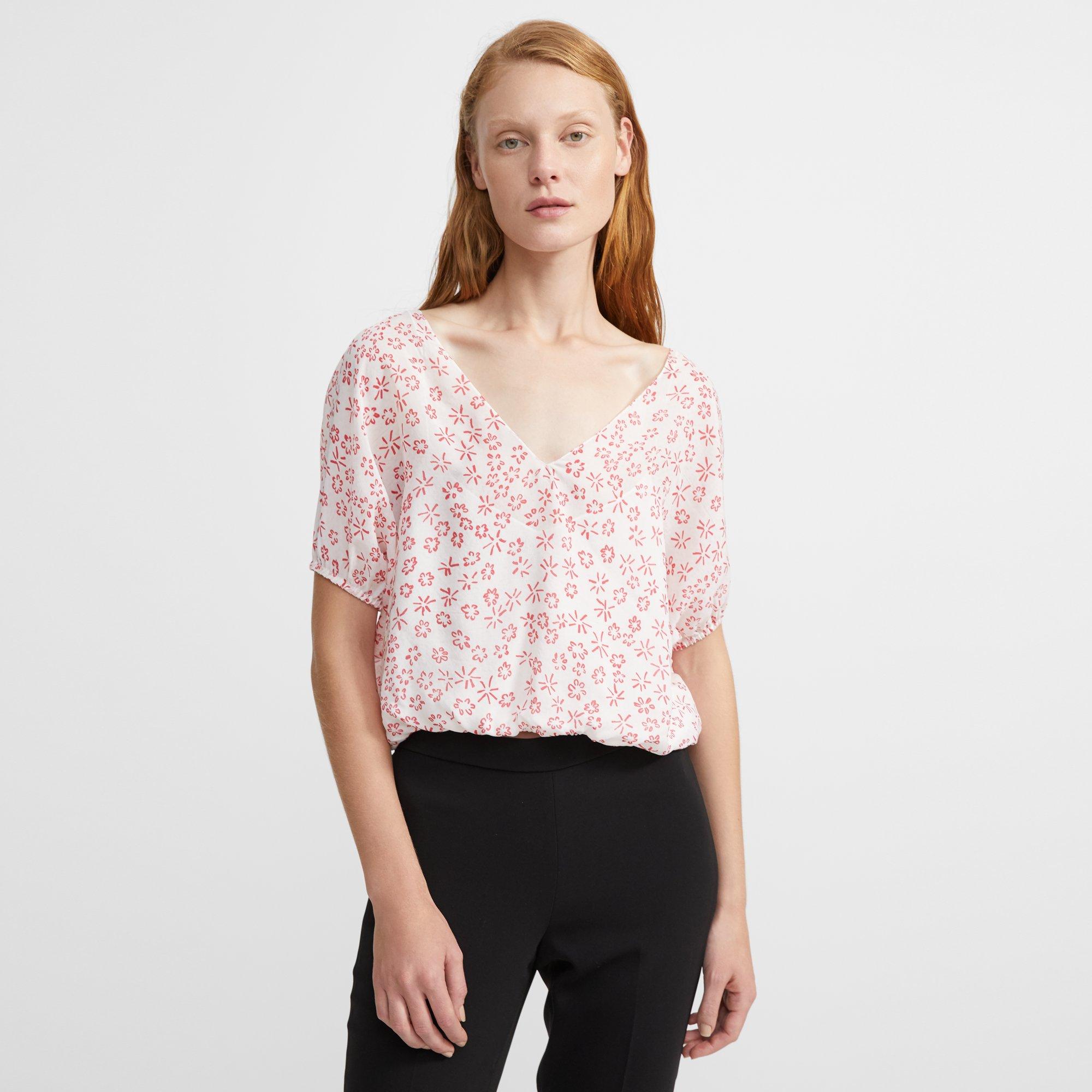Flower-Print Balloon Top
