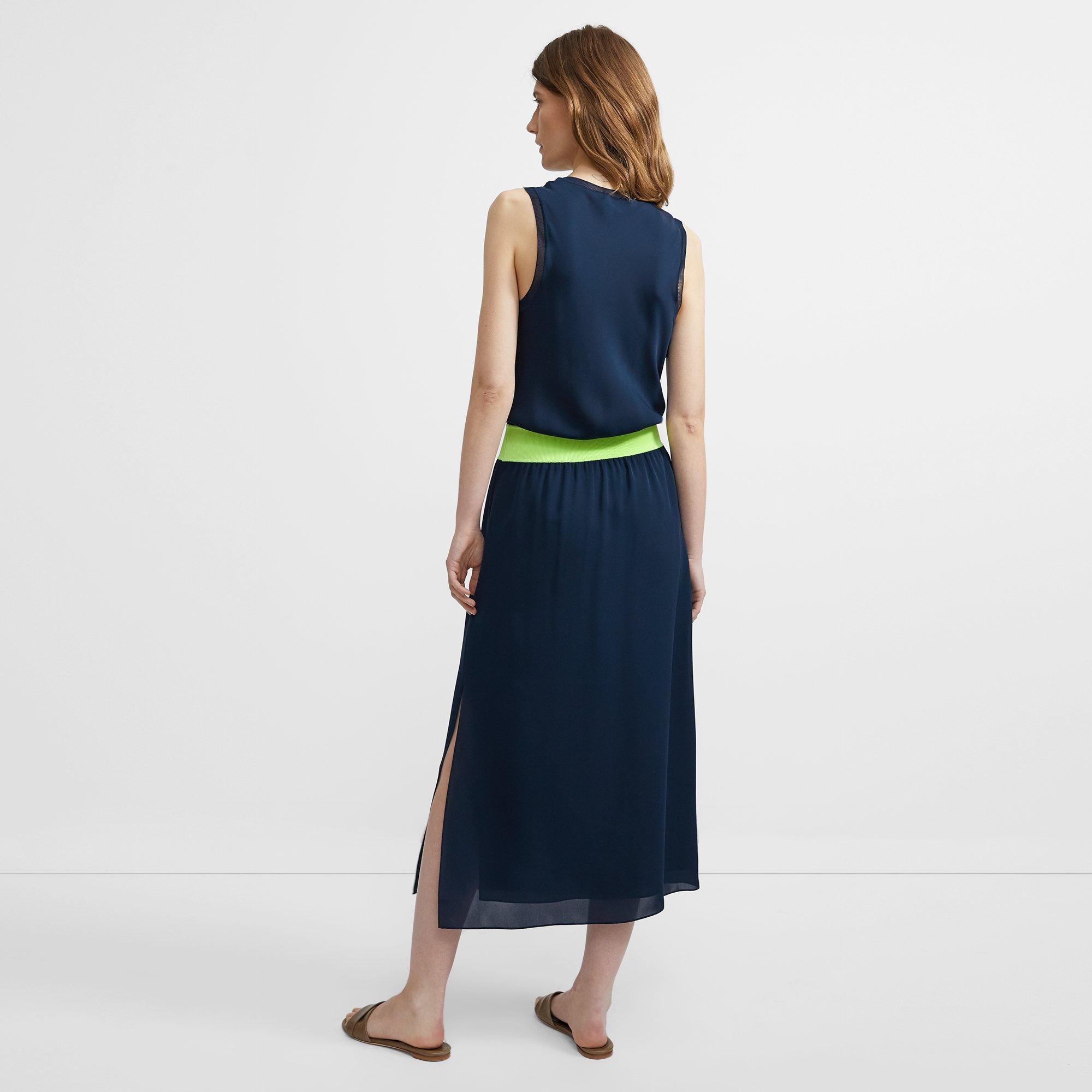 Midi Dress in Neon Silk Combo