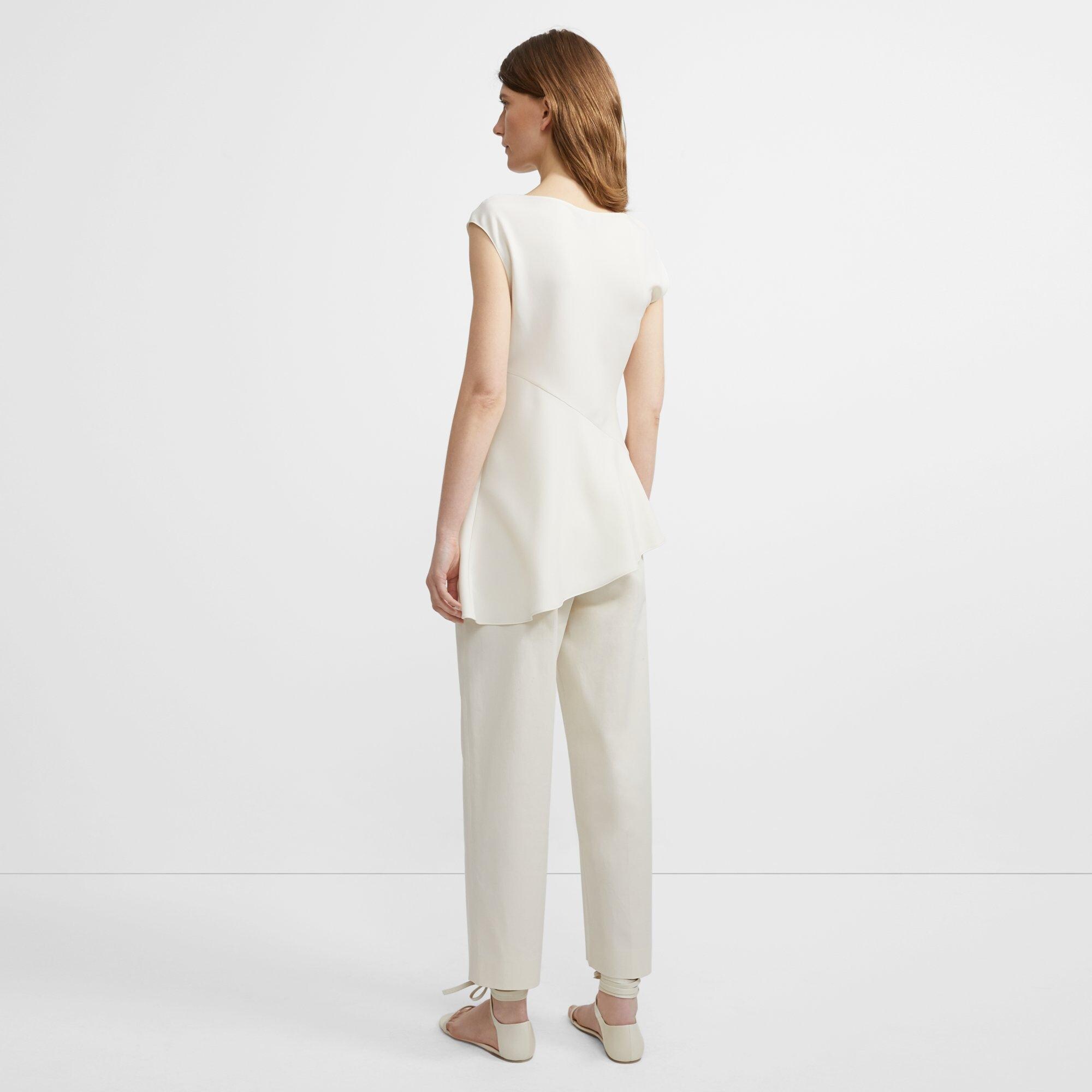 Classic Crepe Open-Neck Draped Top