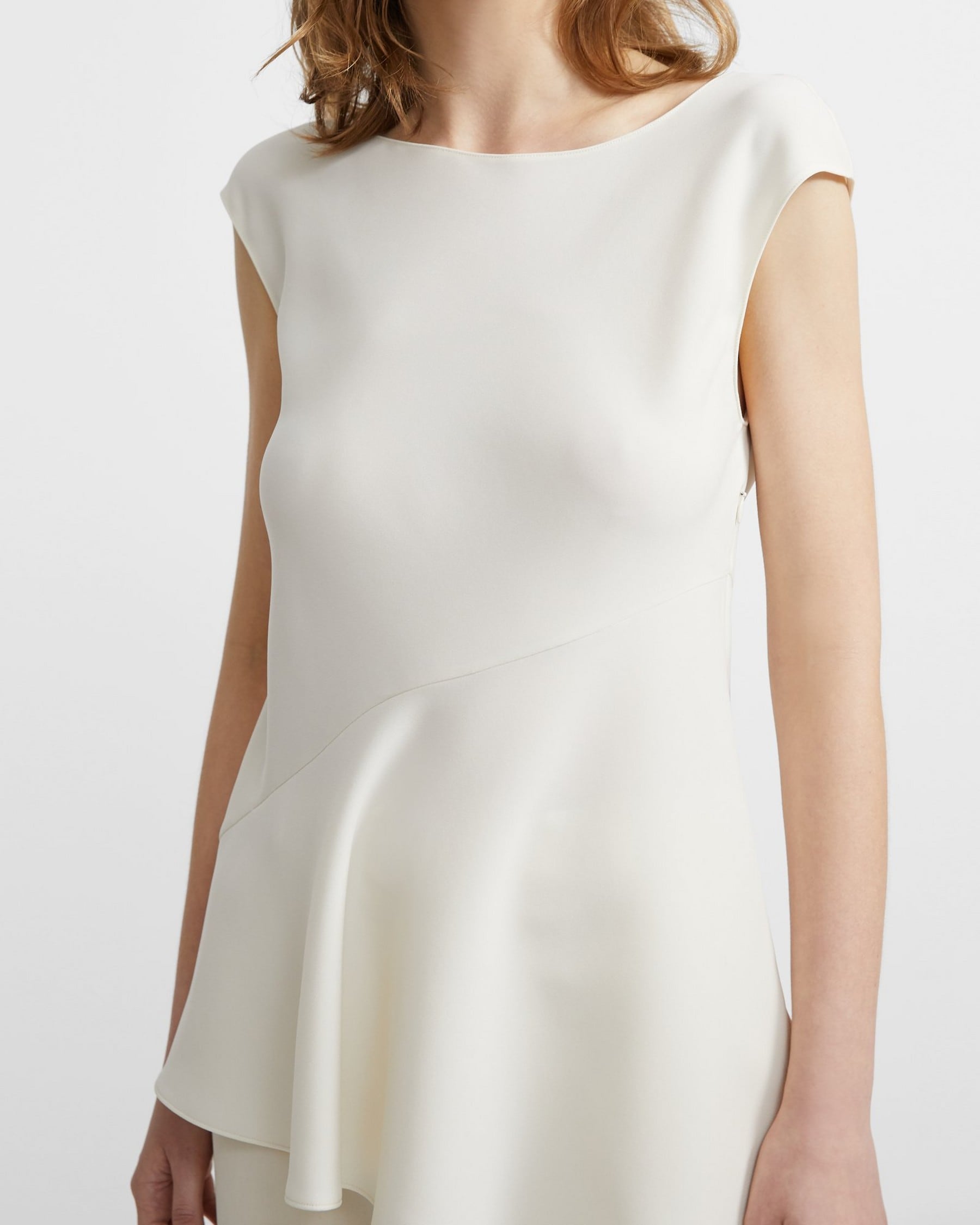 Theory Official Site | Classic Crepe Open-Neck Draped Top