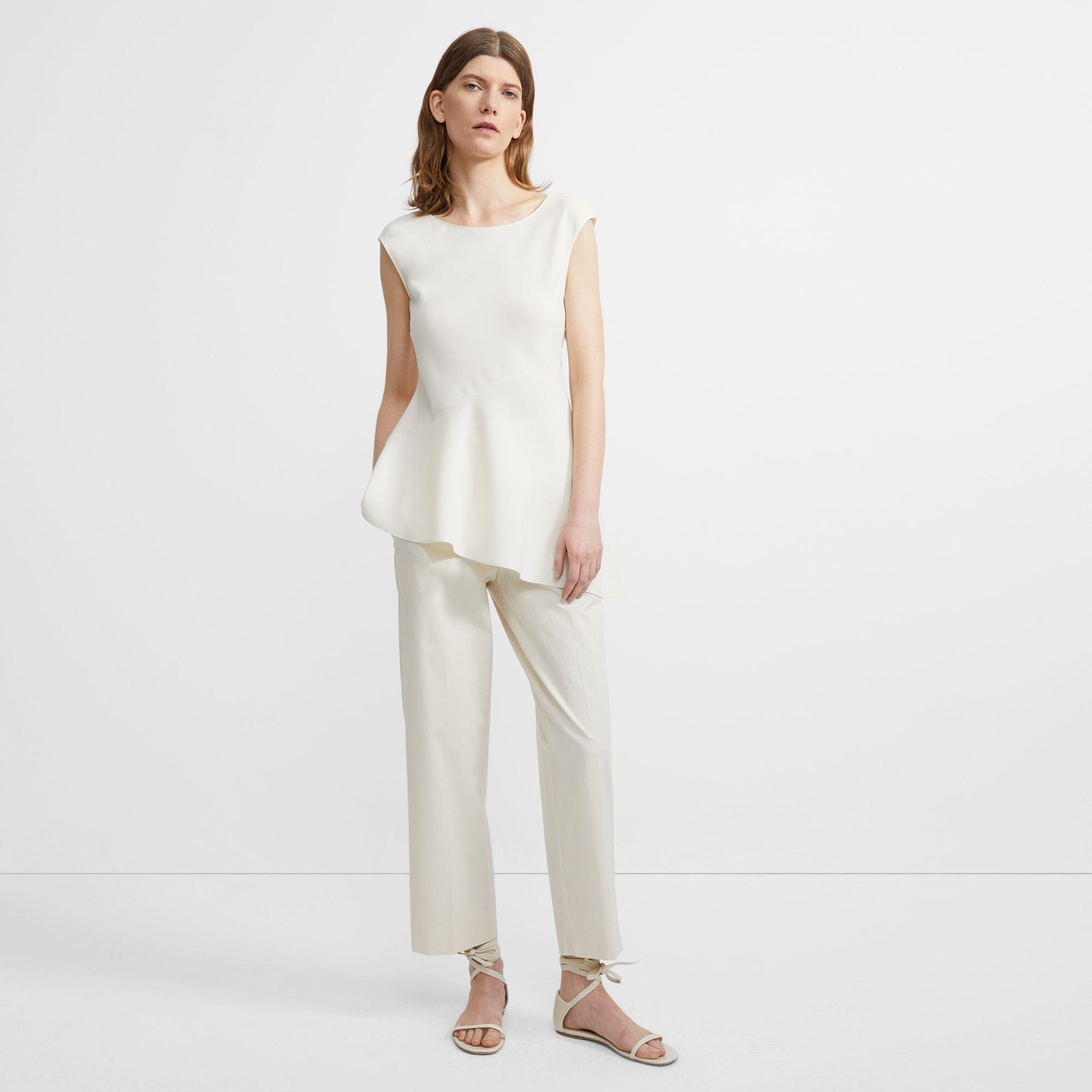 Classic Crepe Open-Neck Draped Top