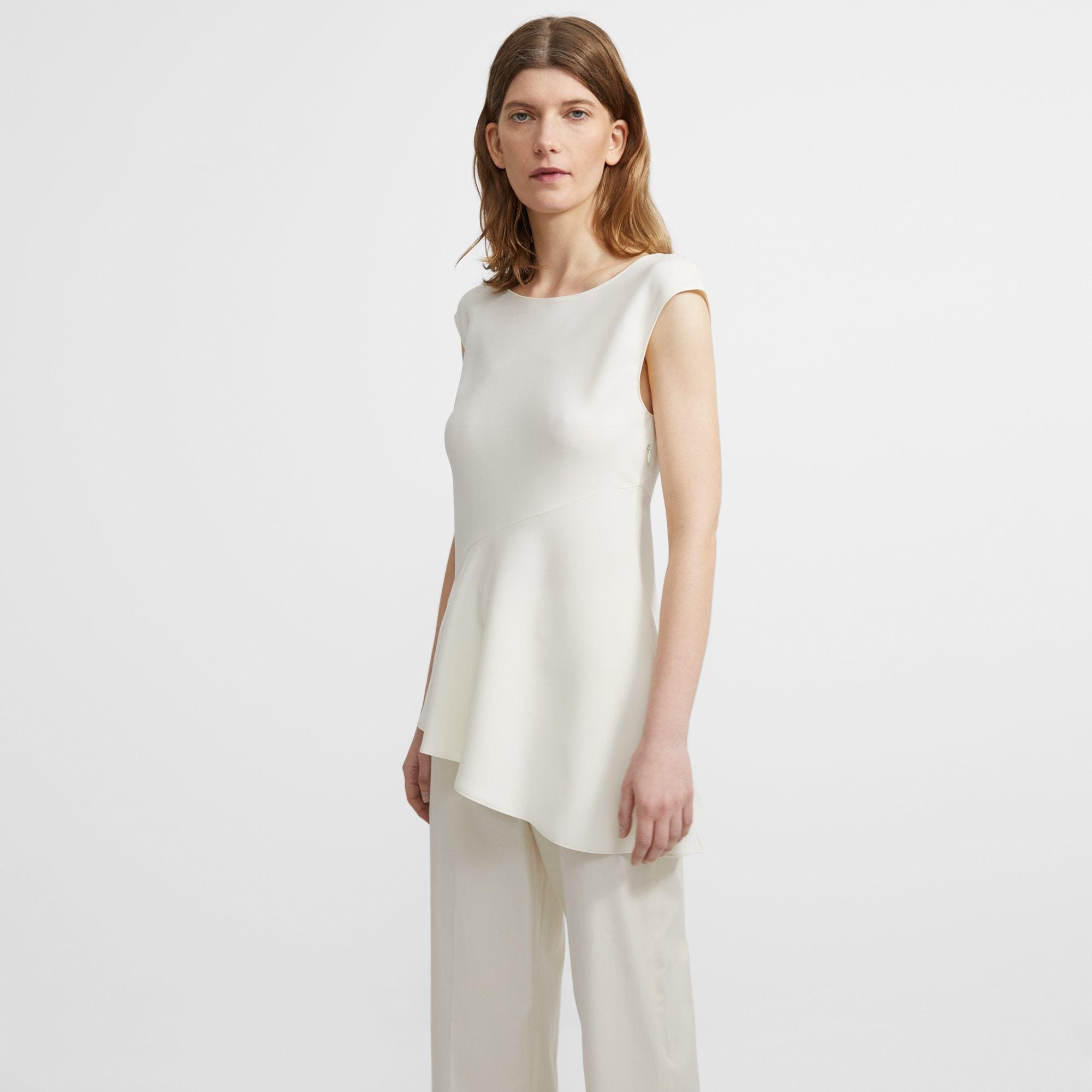 Classic Crepe Open-Neck Draped Top | Theory