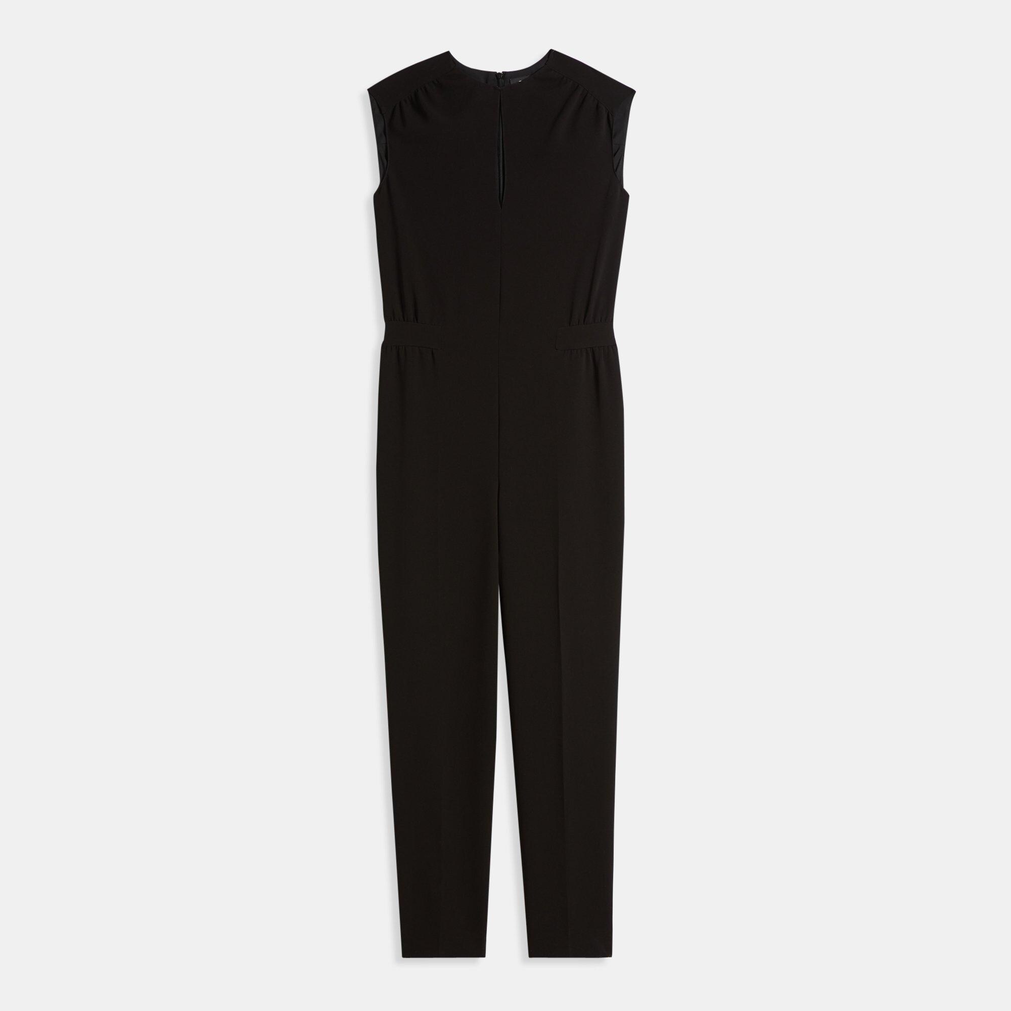 Shirred Jumpsuit in Classic Crepe