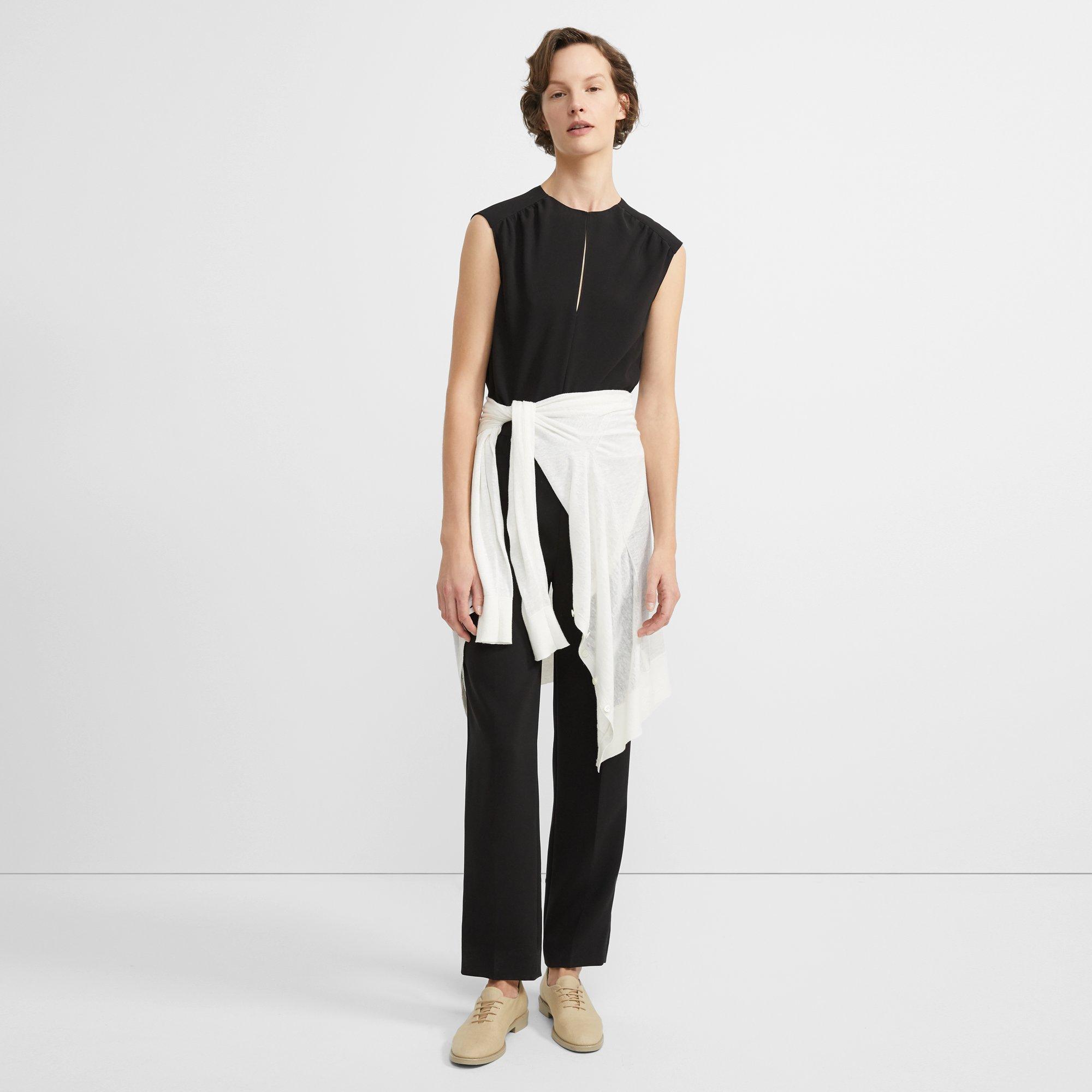 Shirred Jumpsuit in Classic Crepe