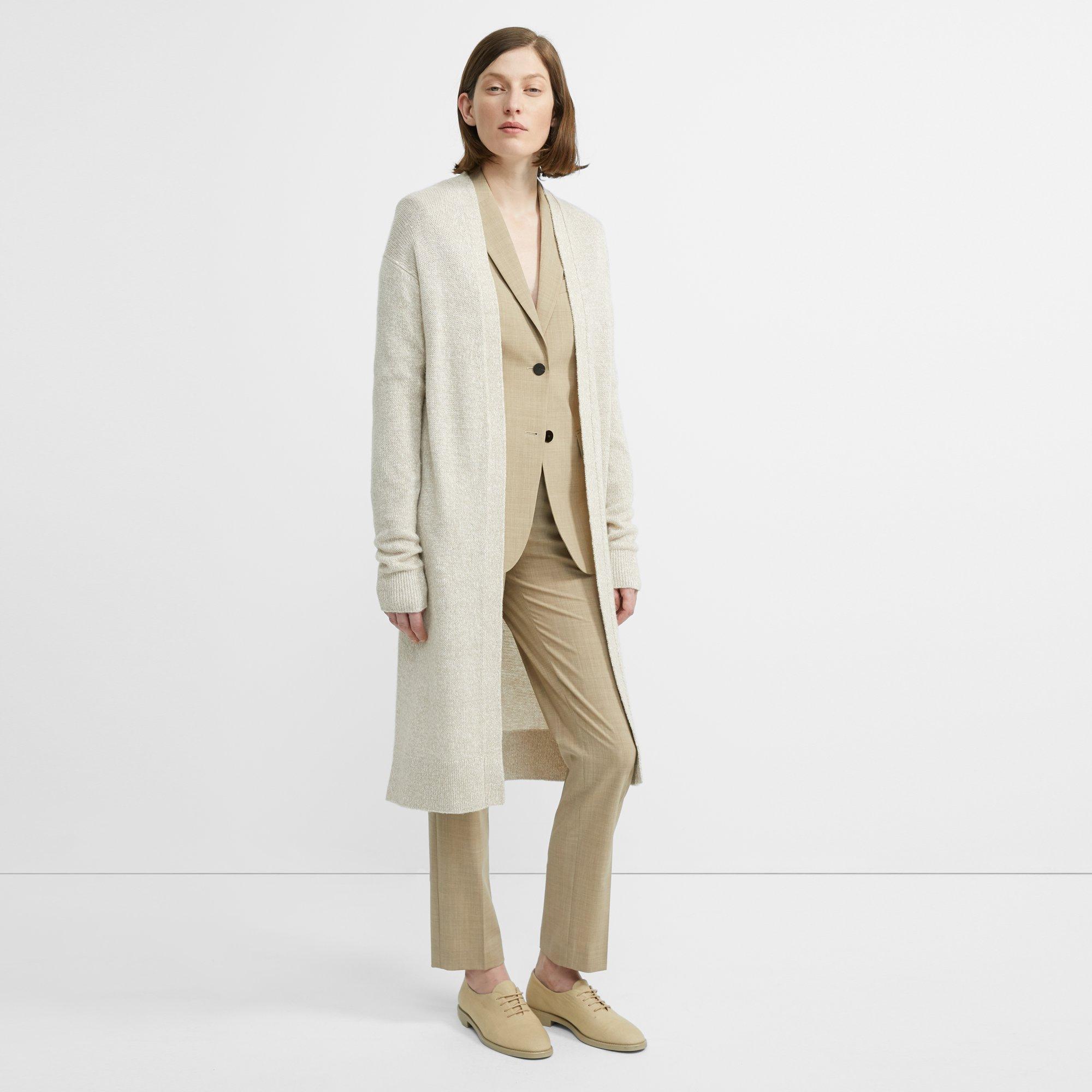 Linen-Cashmere Open Cardigan