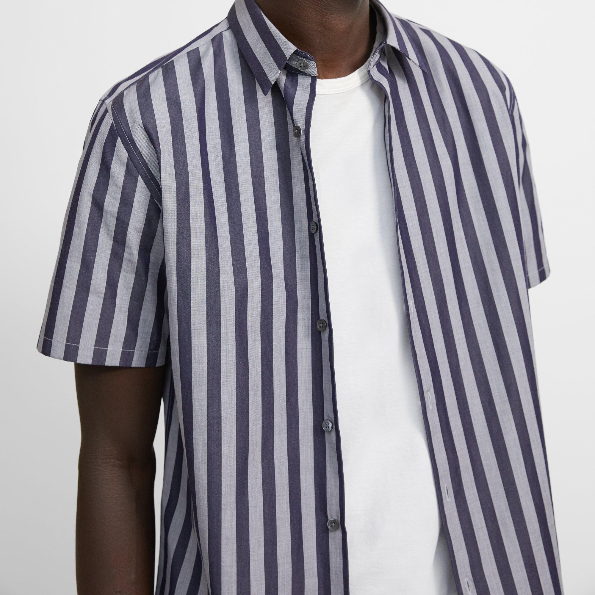 Irving Short-Sleeve Shirt in Striped Cotton