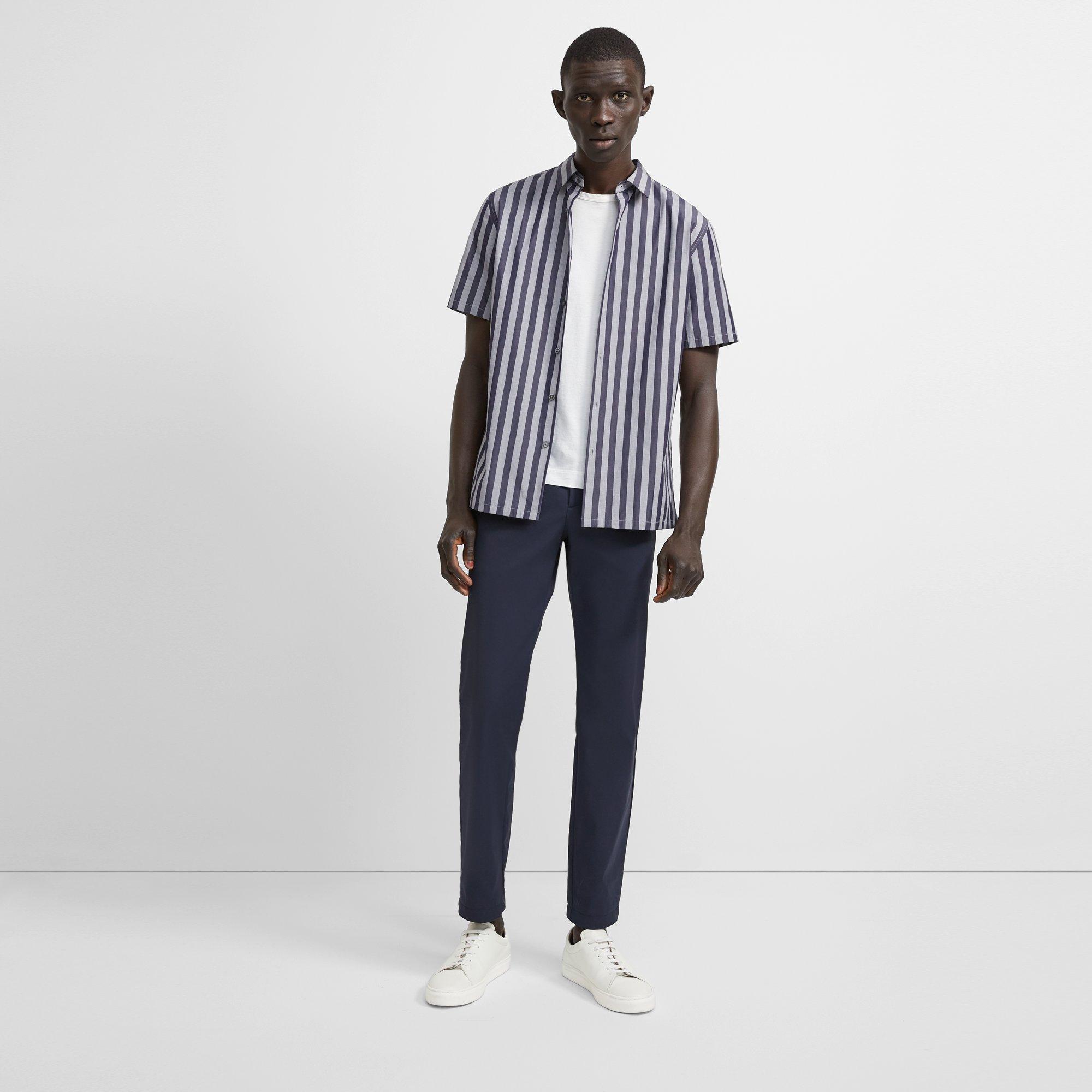 Irving Short-Sleeve Shirt in Striped Cotton