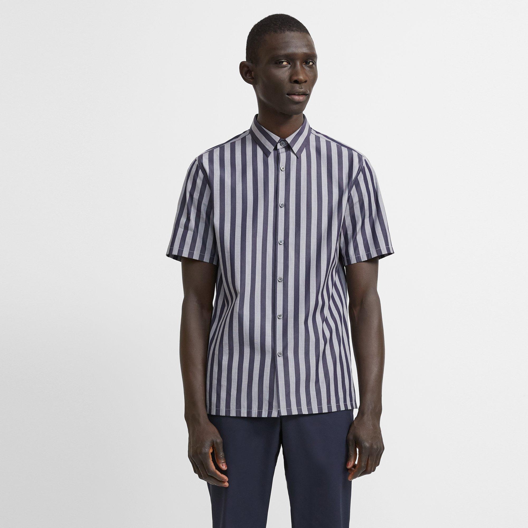 Irving Short-Sleeve Shirt in Striped Cotton