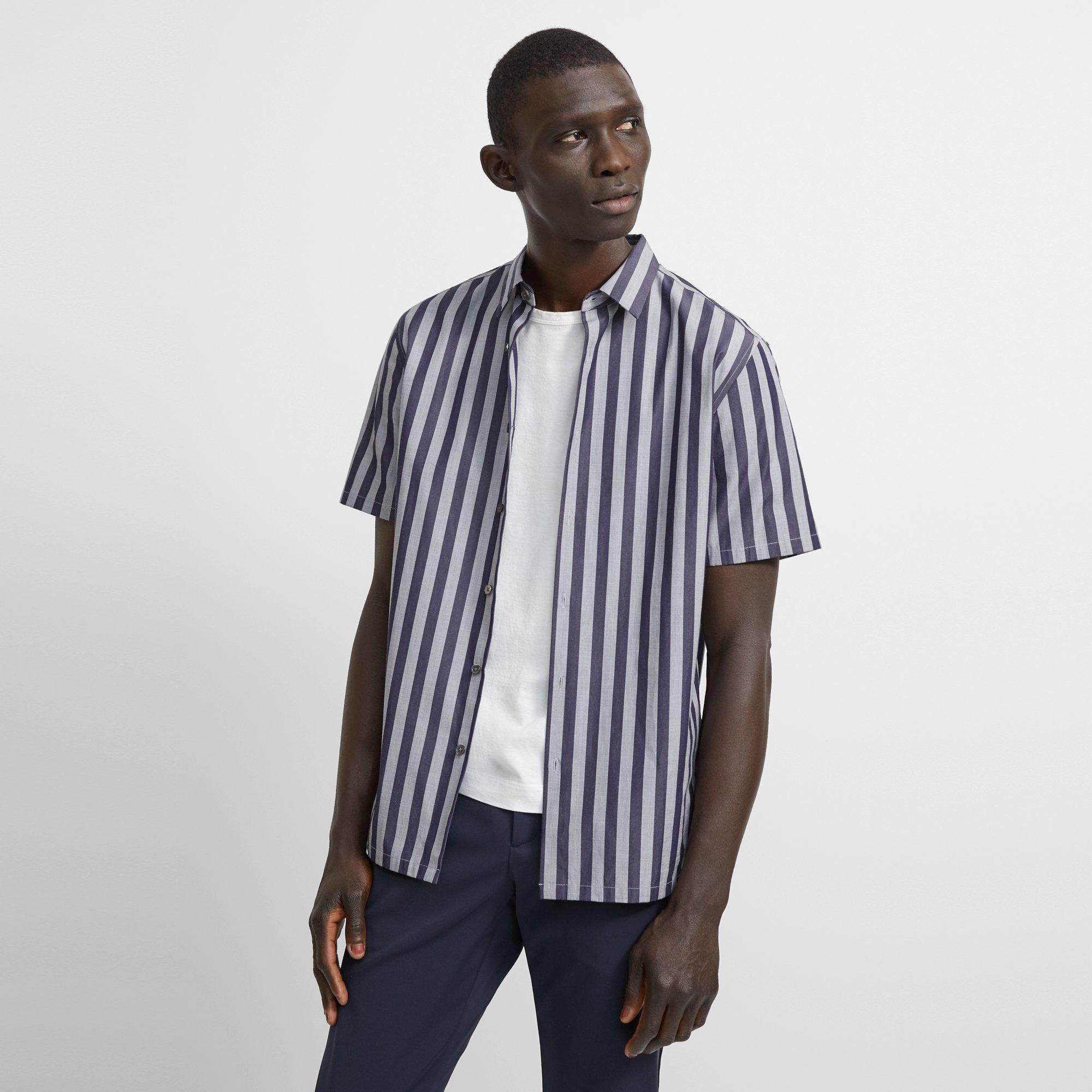 Irving Short-Sleeve Shirt in Striped Cotton