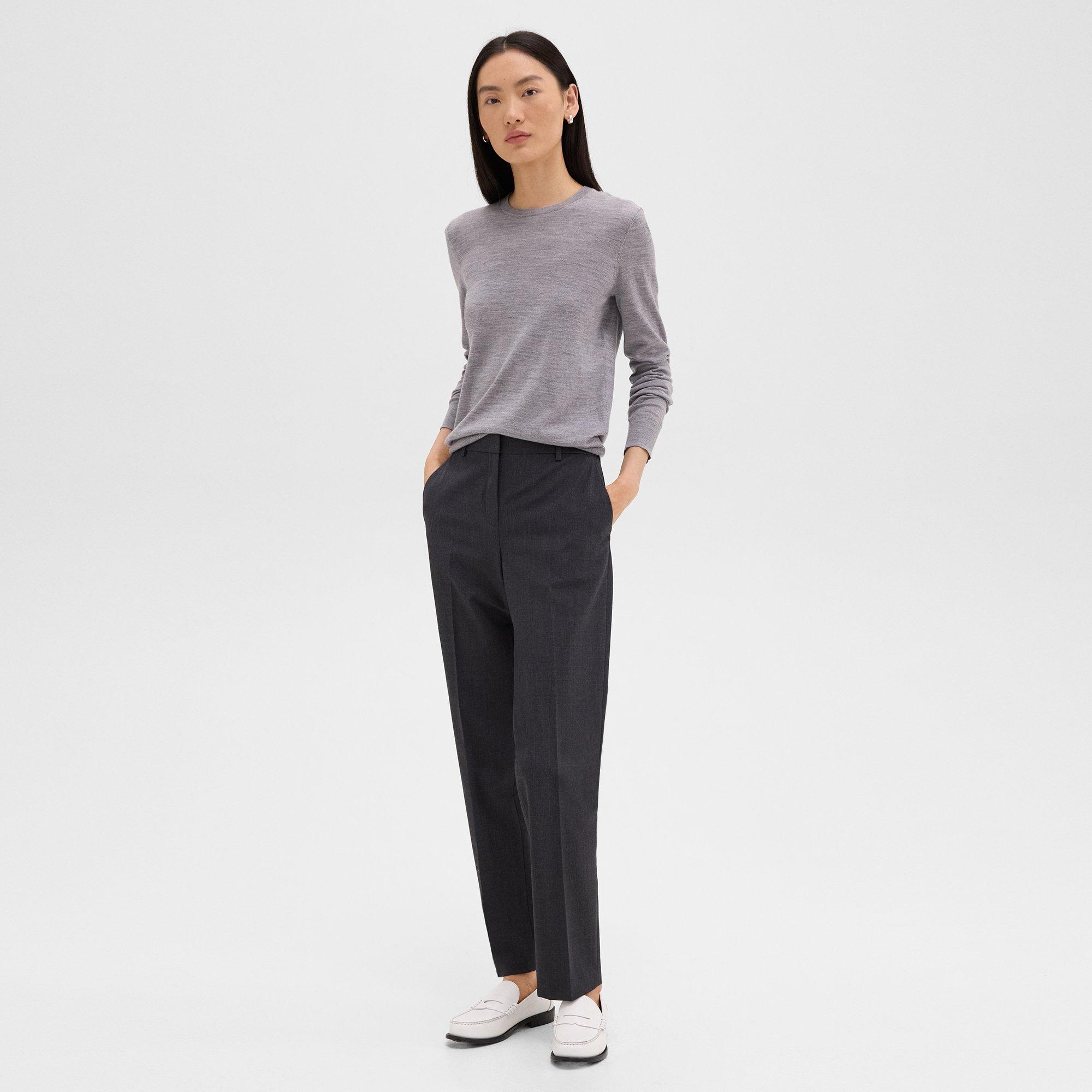 Black Good Wool Treeca Full Length Pant | Theory