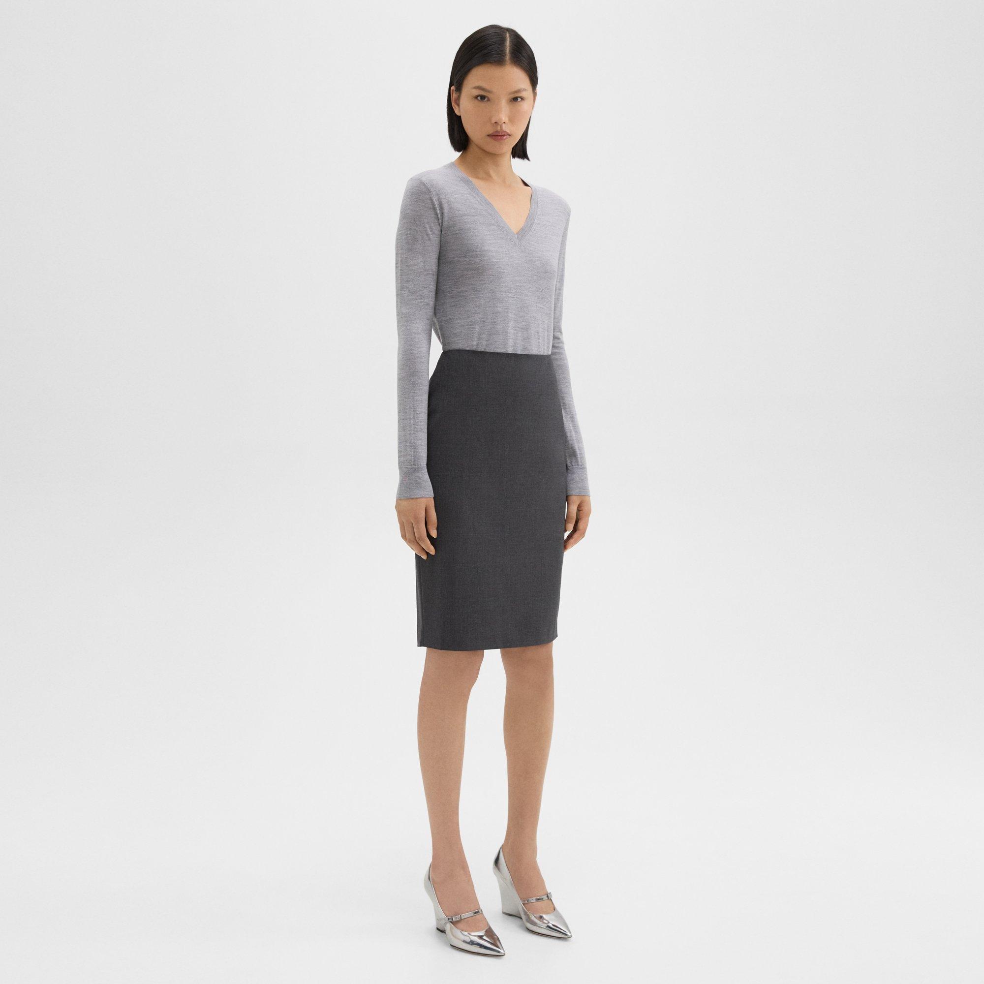 Black Good Wool Pencil Skirt | Theory