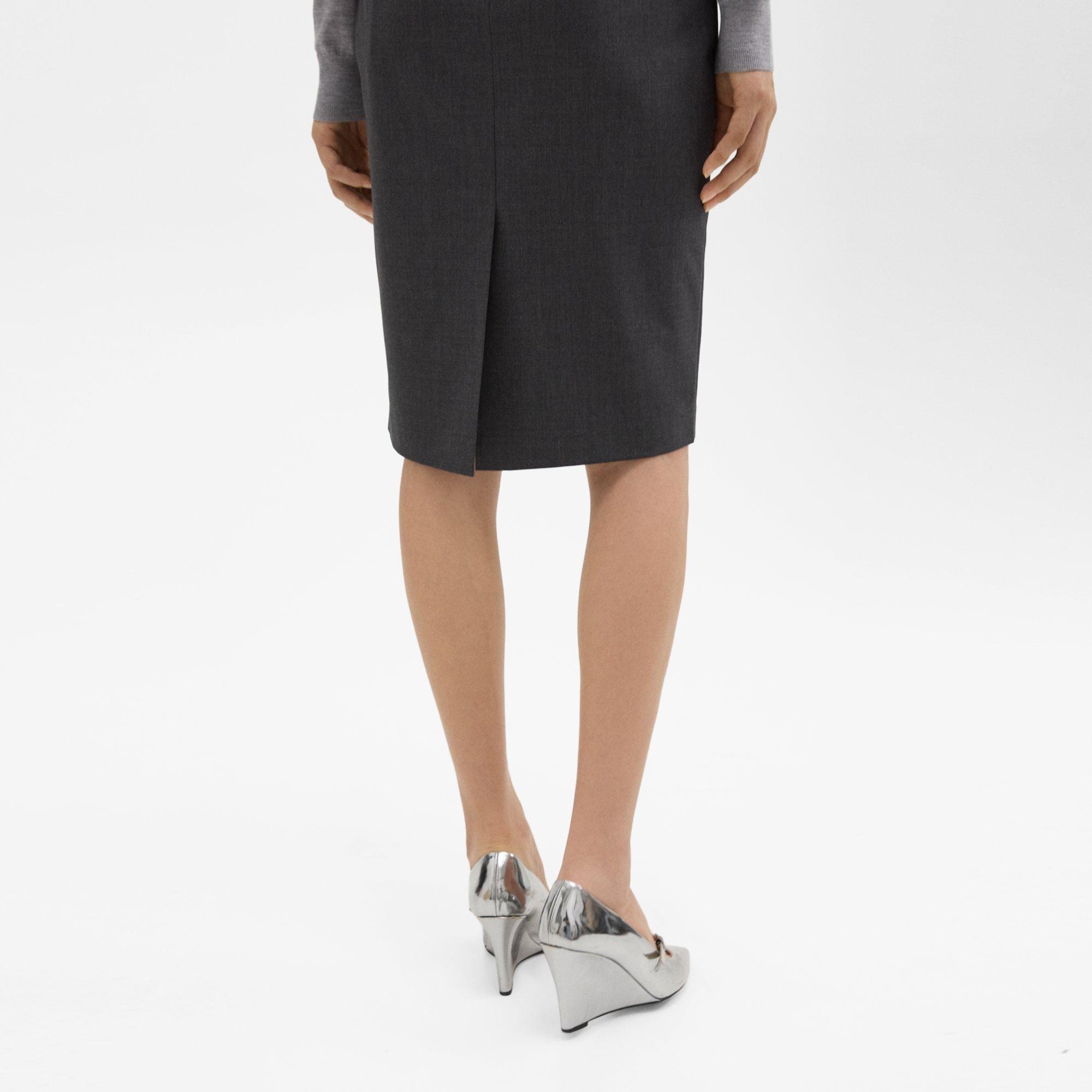 Black Good Wool Pencil Skirt | Theory