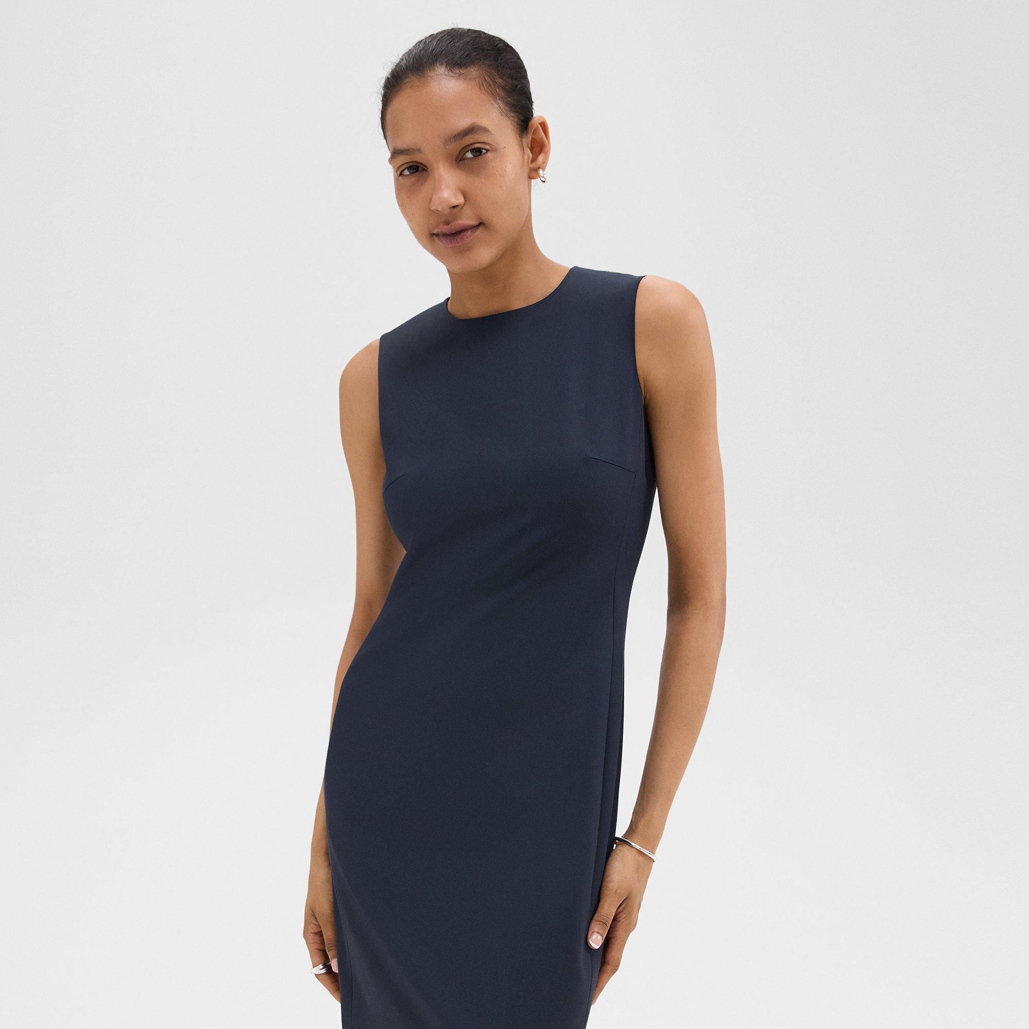 Good Wool Sleeveless Fitted Dress | Theory