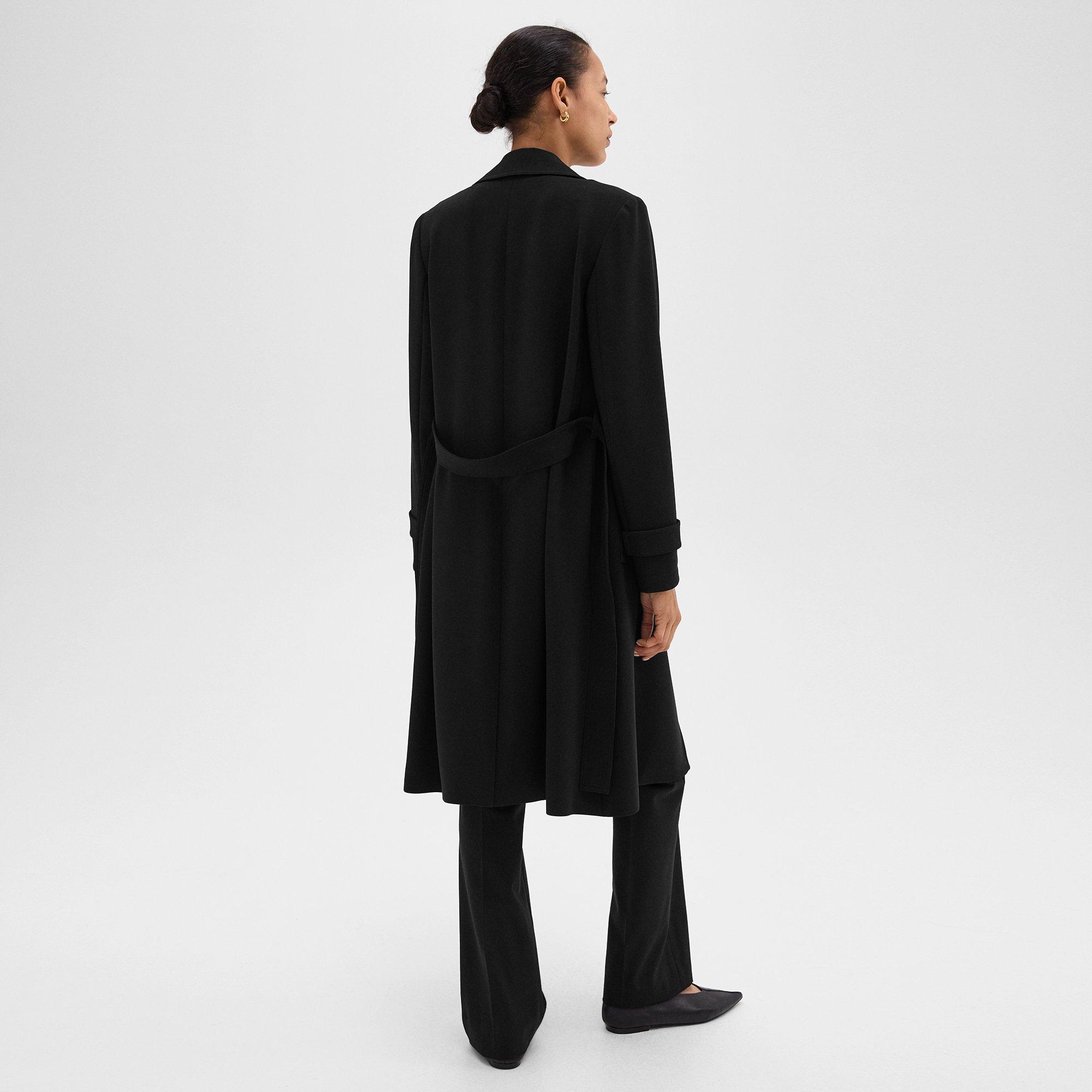 Black Admiral Crepe Oaklane Trench Coat | Theory