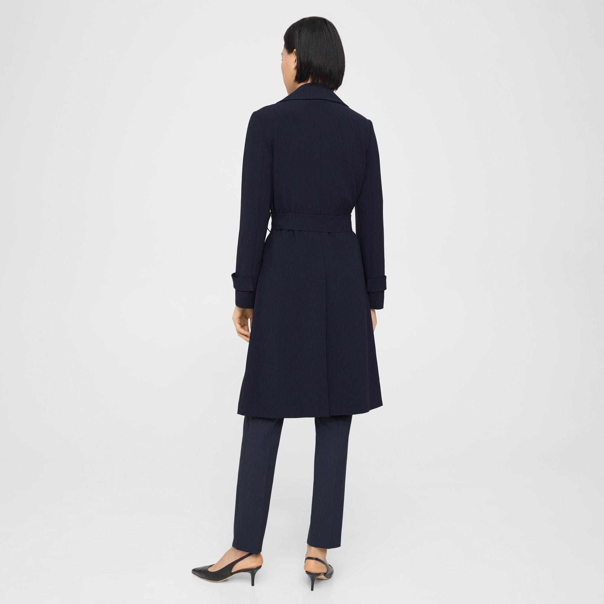 Blue Admiral Crepe Oaklane Trench Coat | Theory